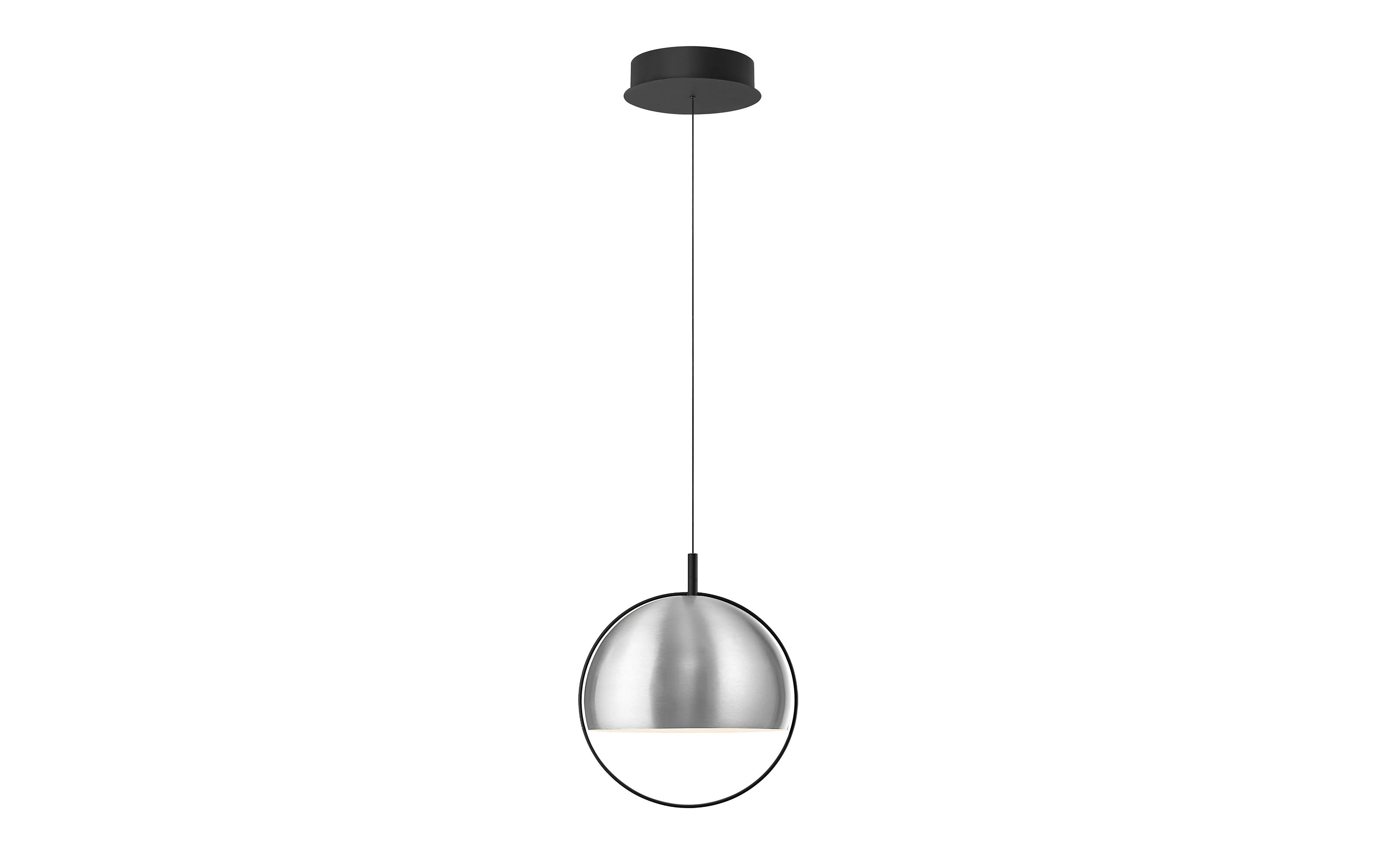 LED-Pendelleuchte Hoop, alufarbig, inkl. Fernbedienung