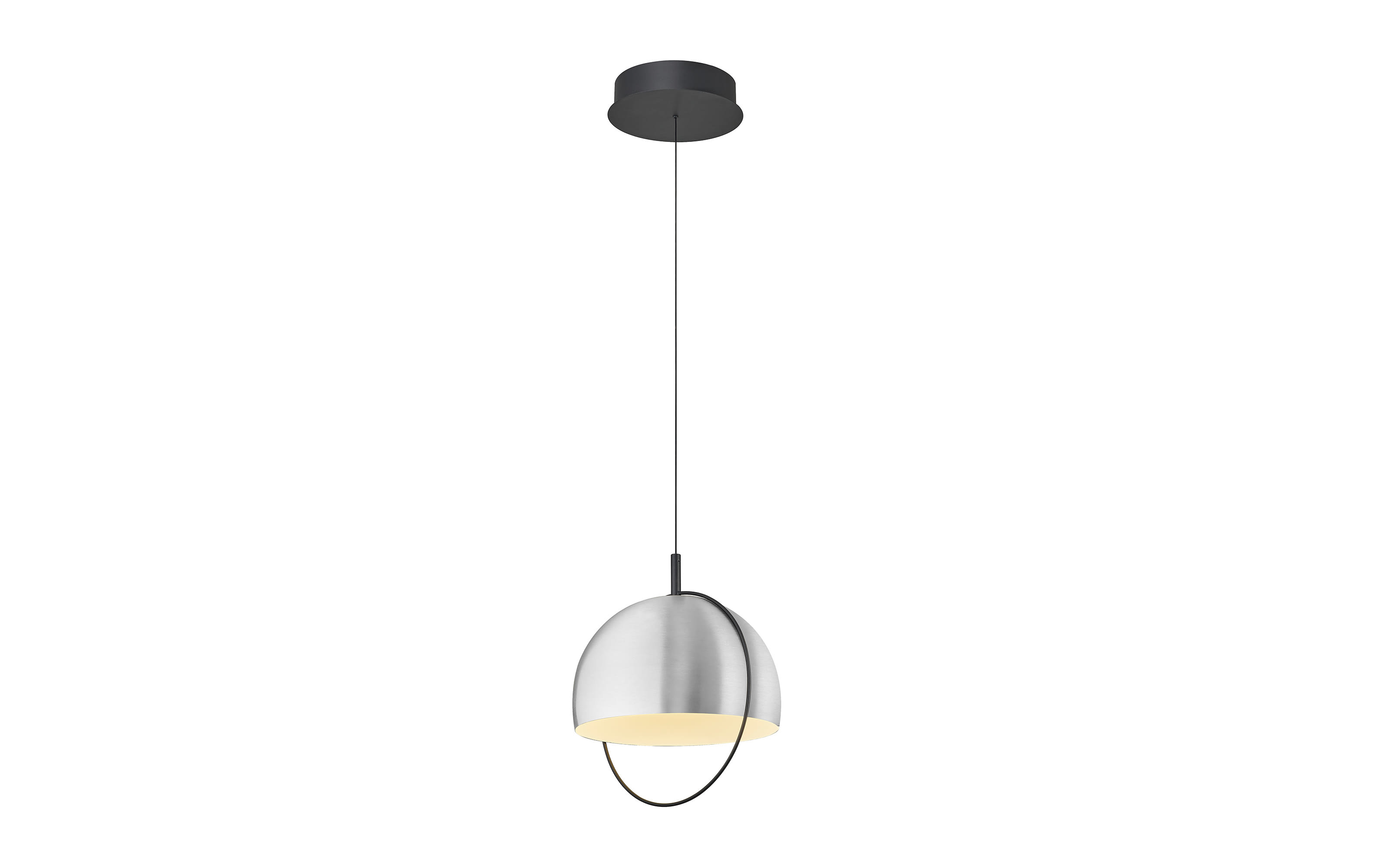 LED-Pendelleuchte Hoop, alufarbig, inkl. Fernbedienung