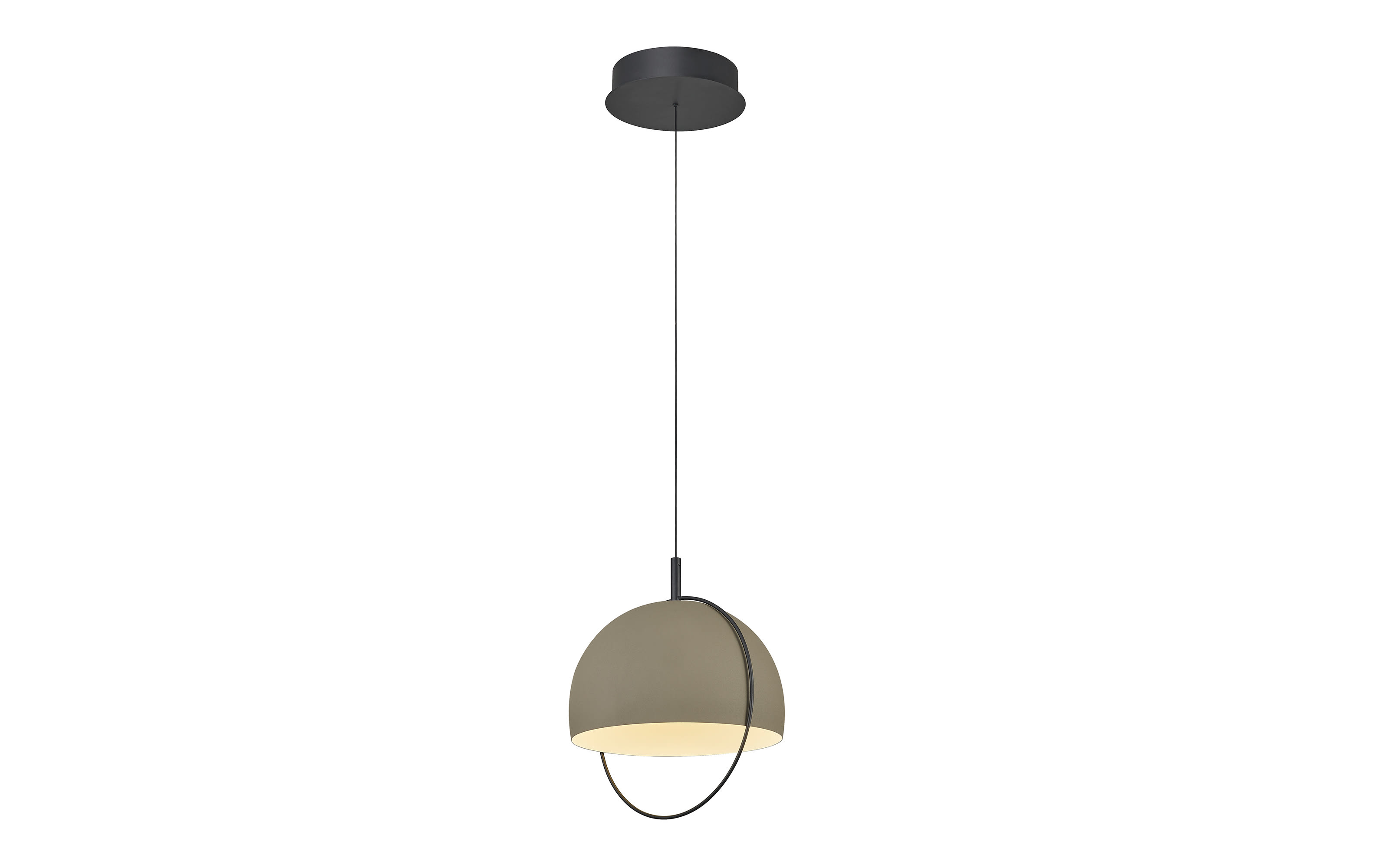 LED-Pendelleuchte Hoop, olivgrün, inkl. Fernbedienung
