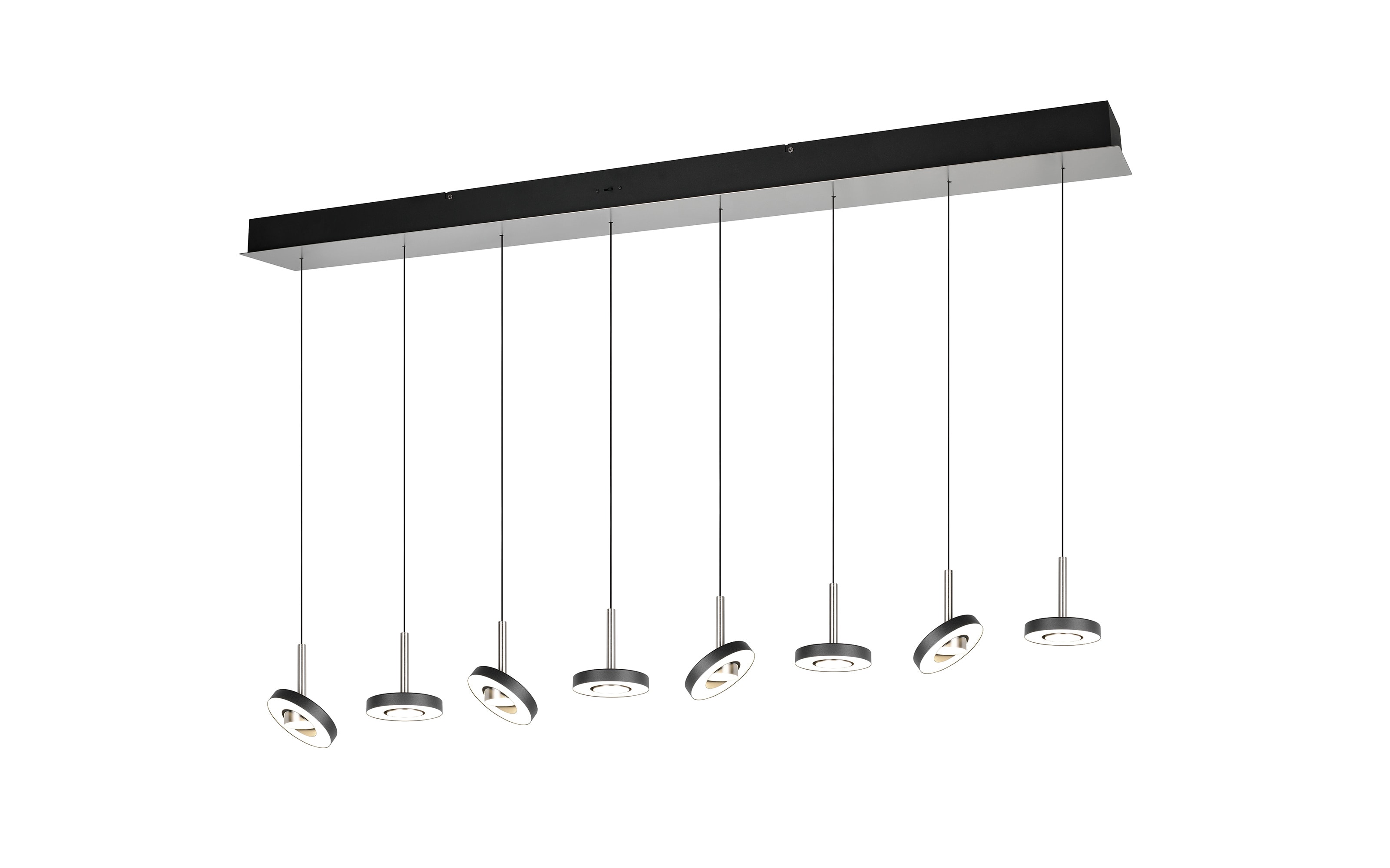 Pendelleuchte Guano, nickel/schwarz, 8-flammig