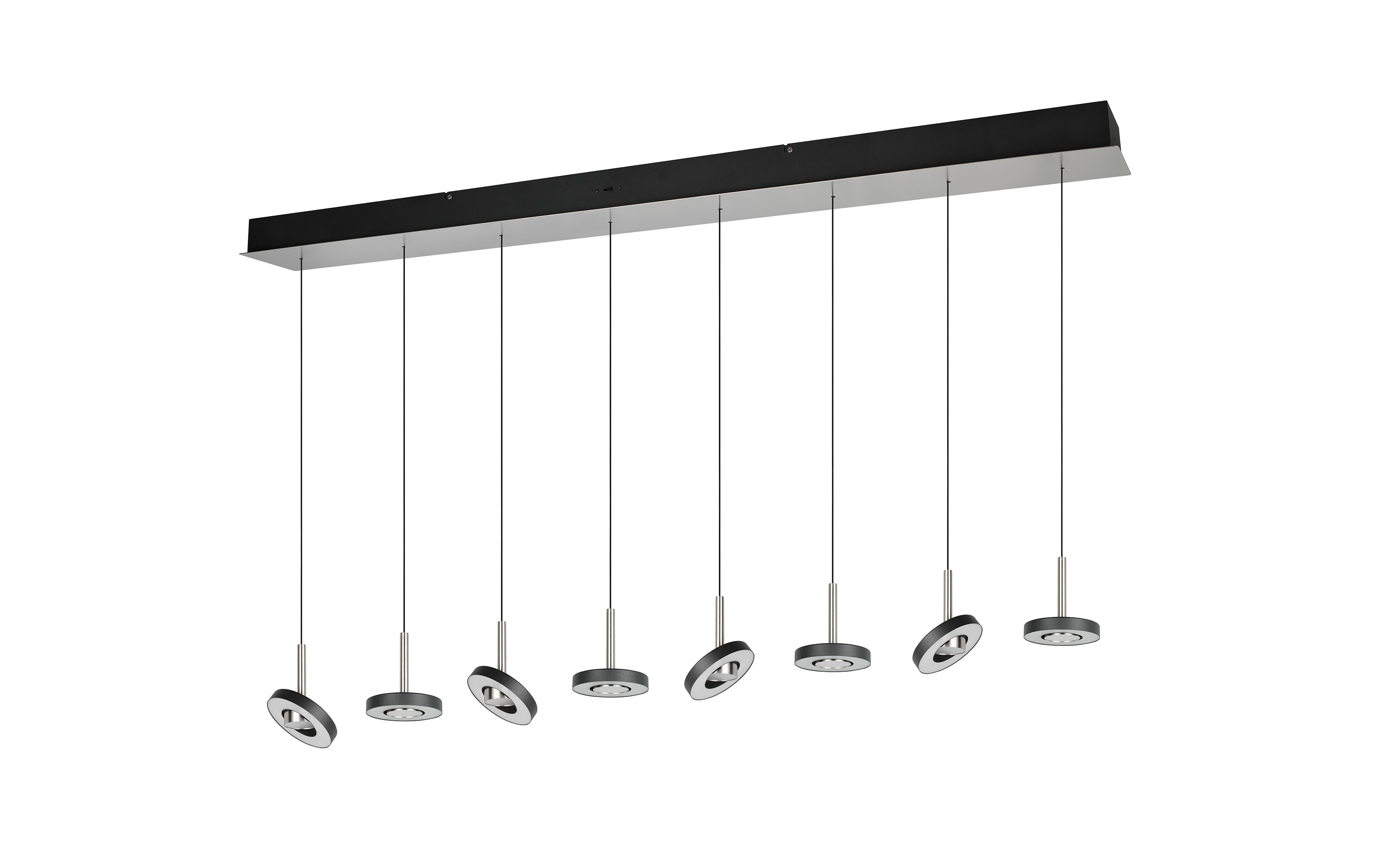 Pendelleuchte Guano, nickel/schwarz, 8-flammig