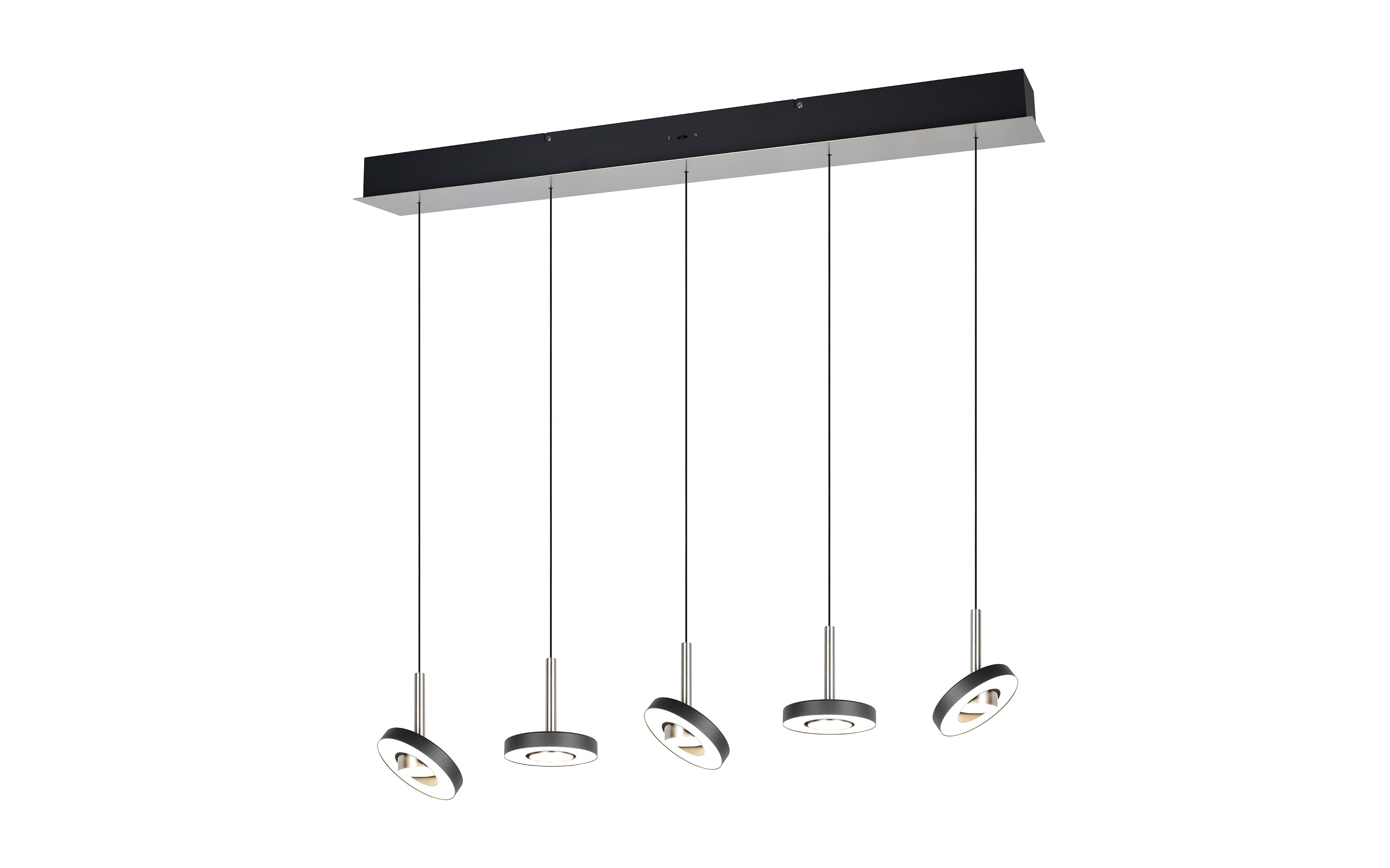 Pendelleuchte Guano, nickel/schwarz, 5-flammig