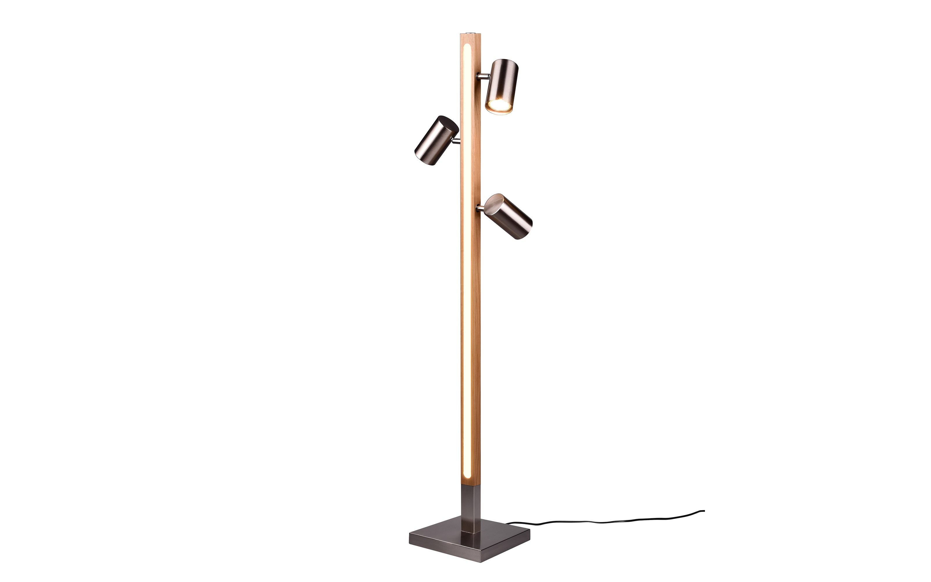 LED-Standleuchte Marley, holz/nickel, 130 cm