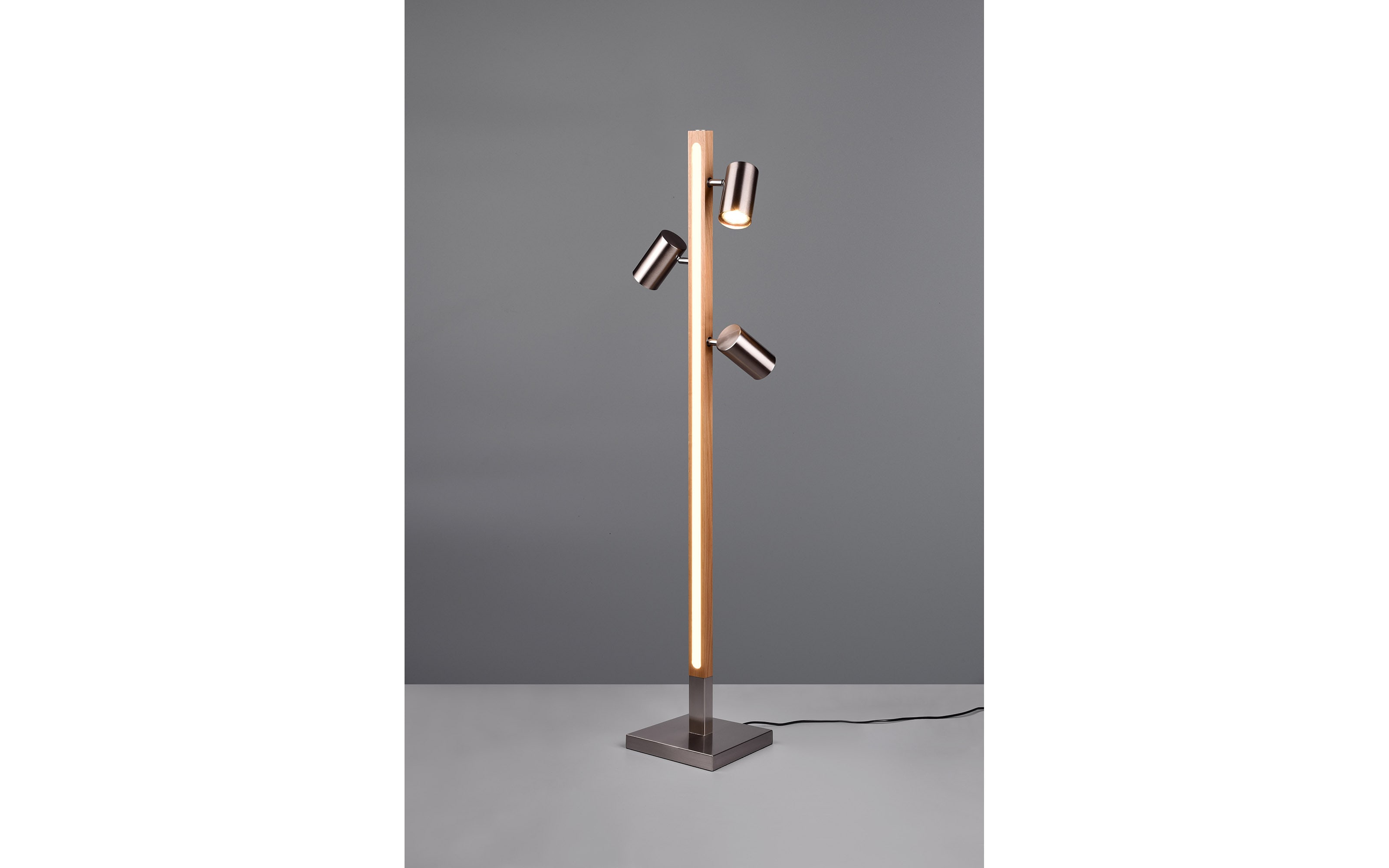 LED-Standleuchte Marley, holz/nickel, 130 cm