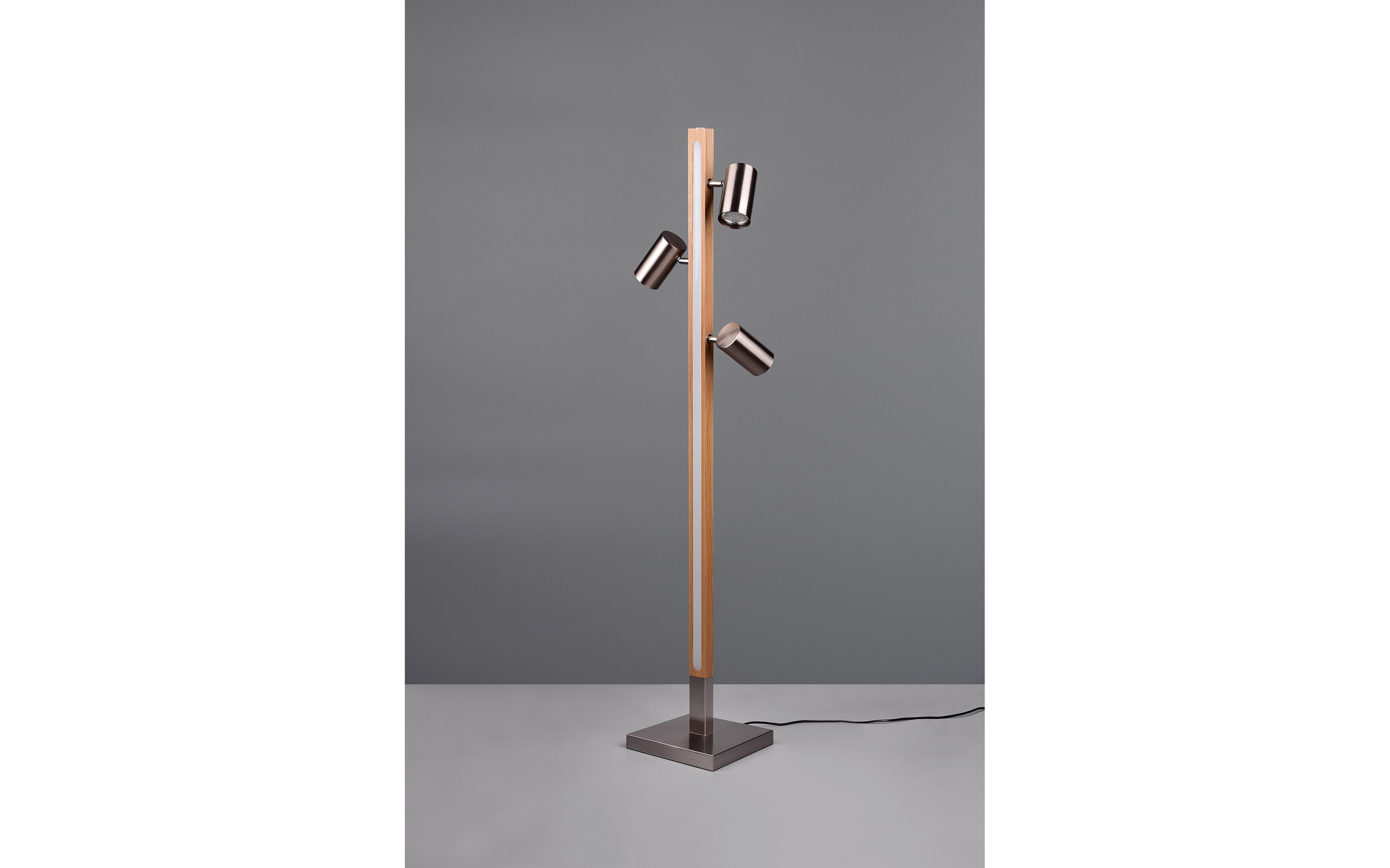 LED-Standleuchte Marley, holz/nickel, 130 cm