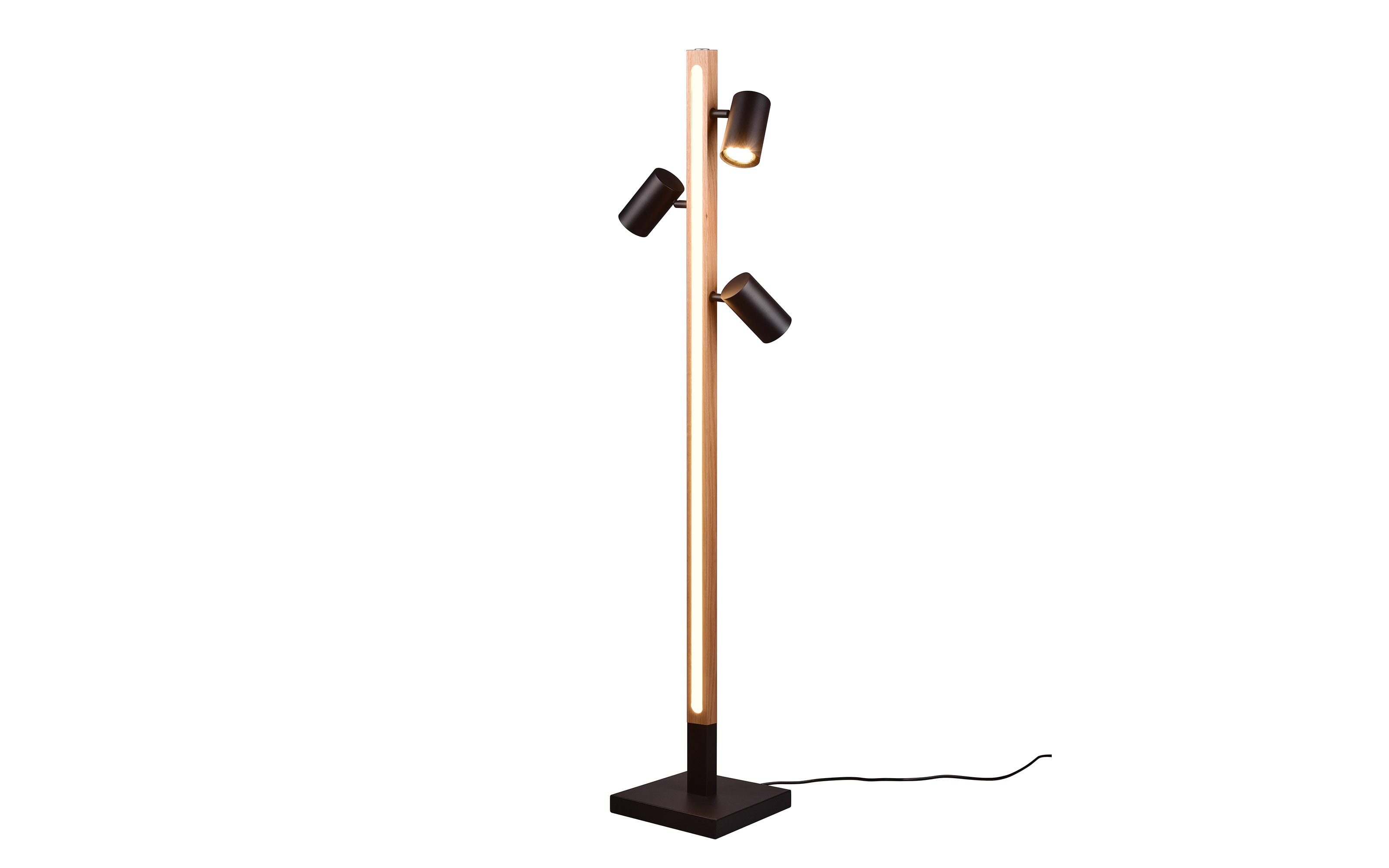 LED-Standleuchte Marley, holz/schwarz, 130 cm