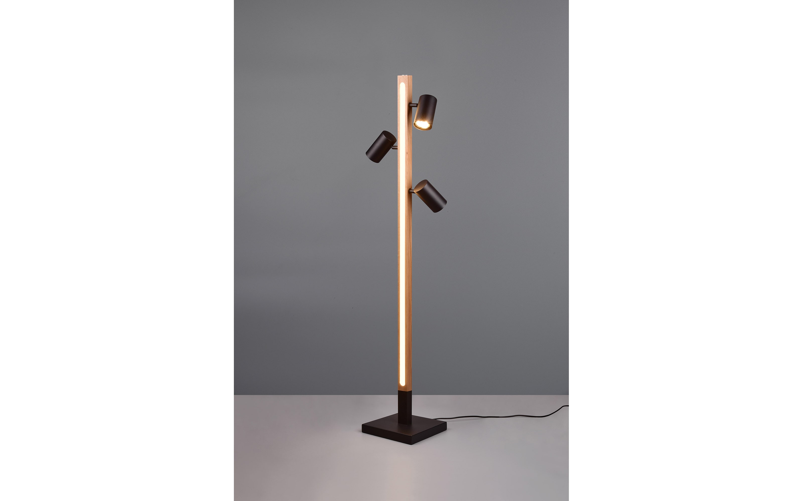 LED-Standleuchte Marley, holz/schwarz, 130 cm