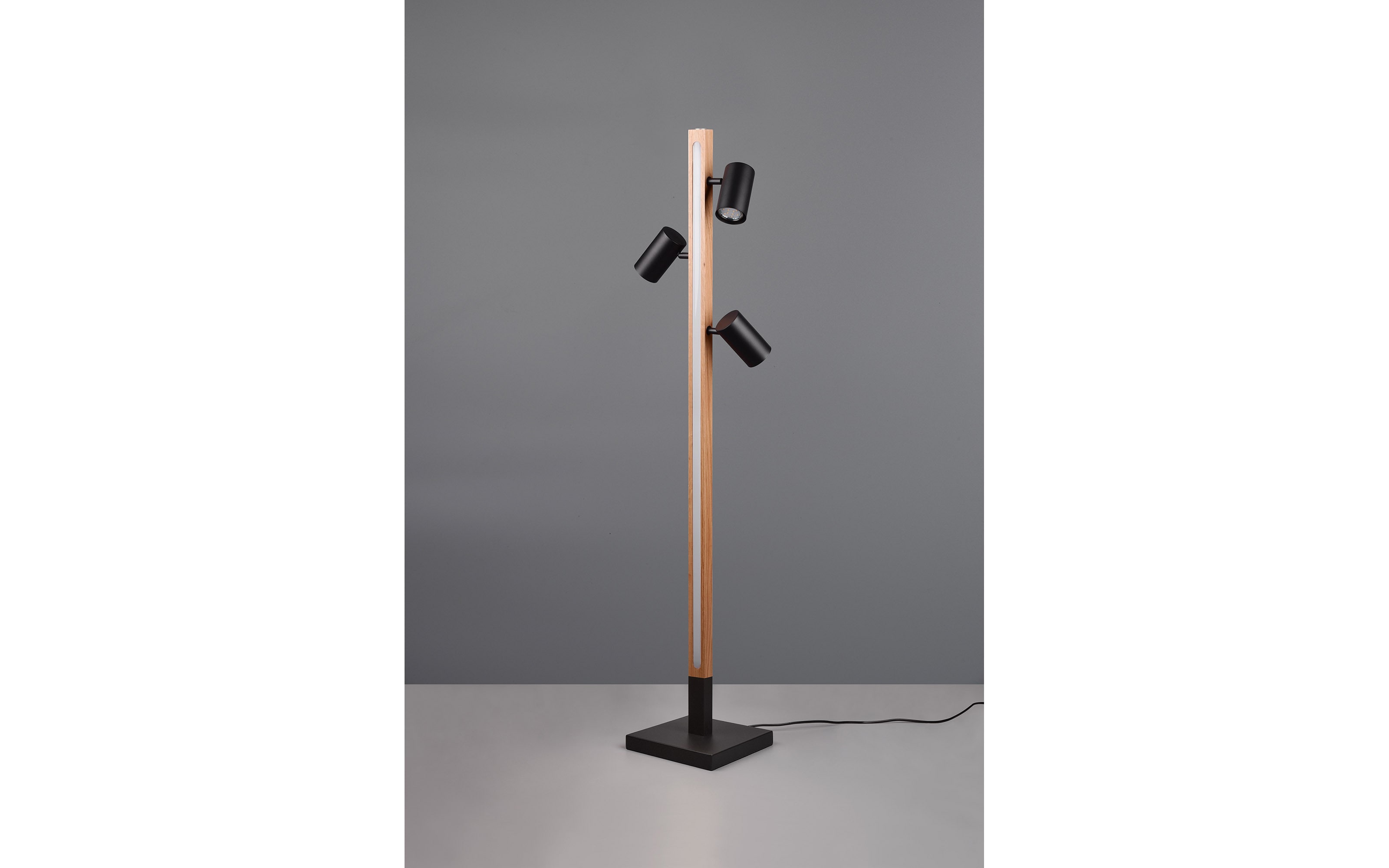 LED-Standleuchte Marley, holz/schwarz, 130 cm