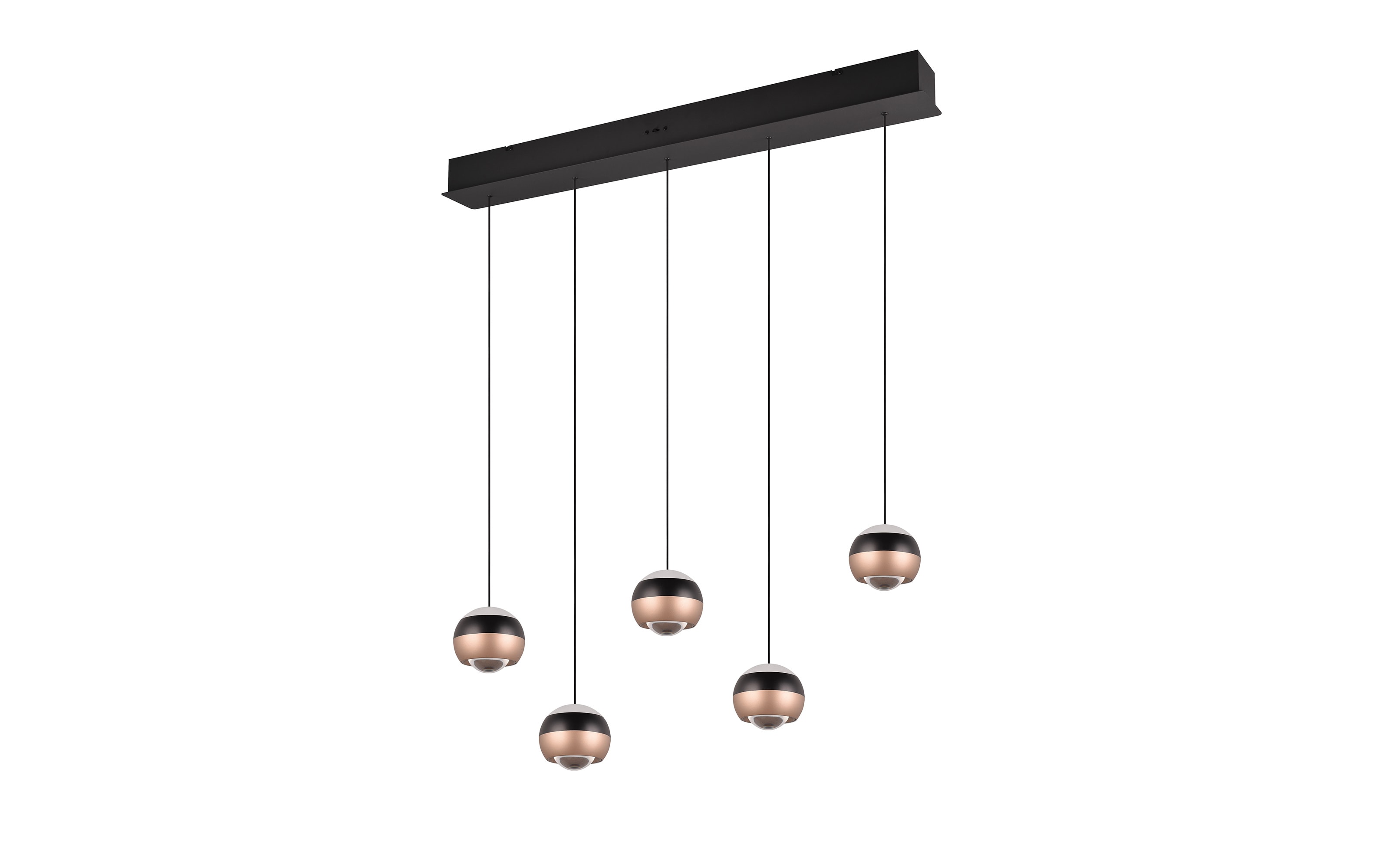 LED-Pendelleuchte Orbit, schwarz/coffee, 5-flammig, 100 cm, inkl. Dimmfunktion