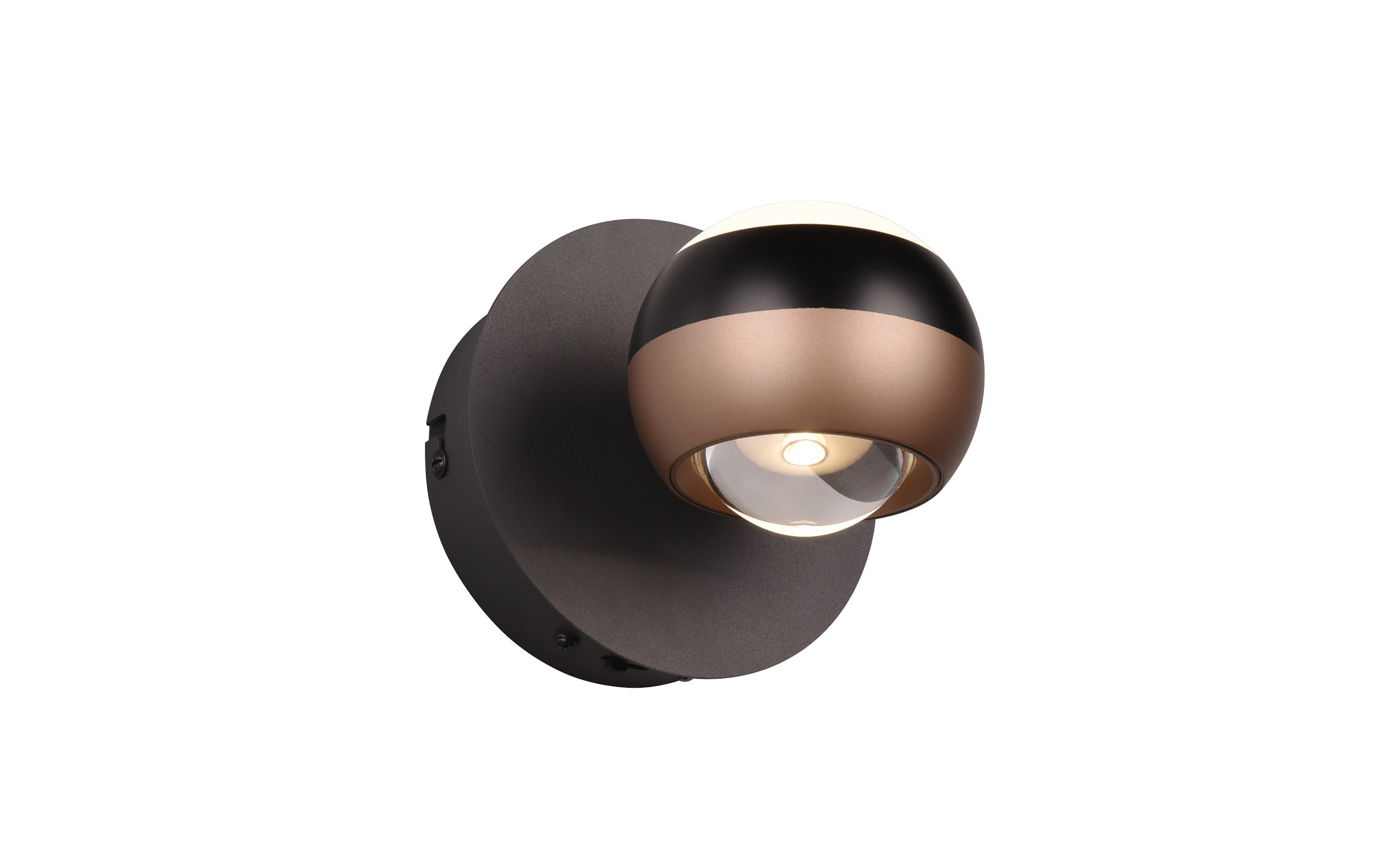 LED-Wandleuchte Orbit, schwarz/coffee, 1-flammig, 13,5 cm, inkl. Dimmfunktion