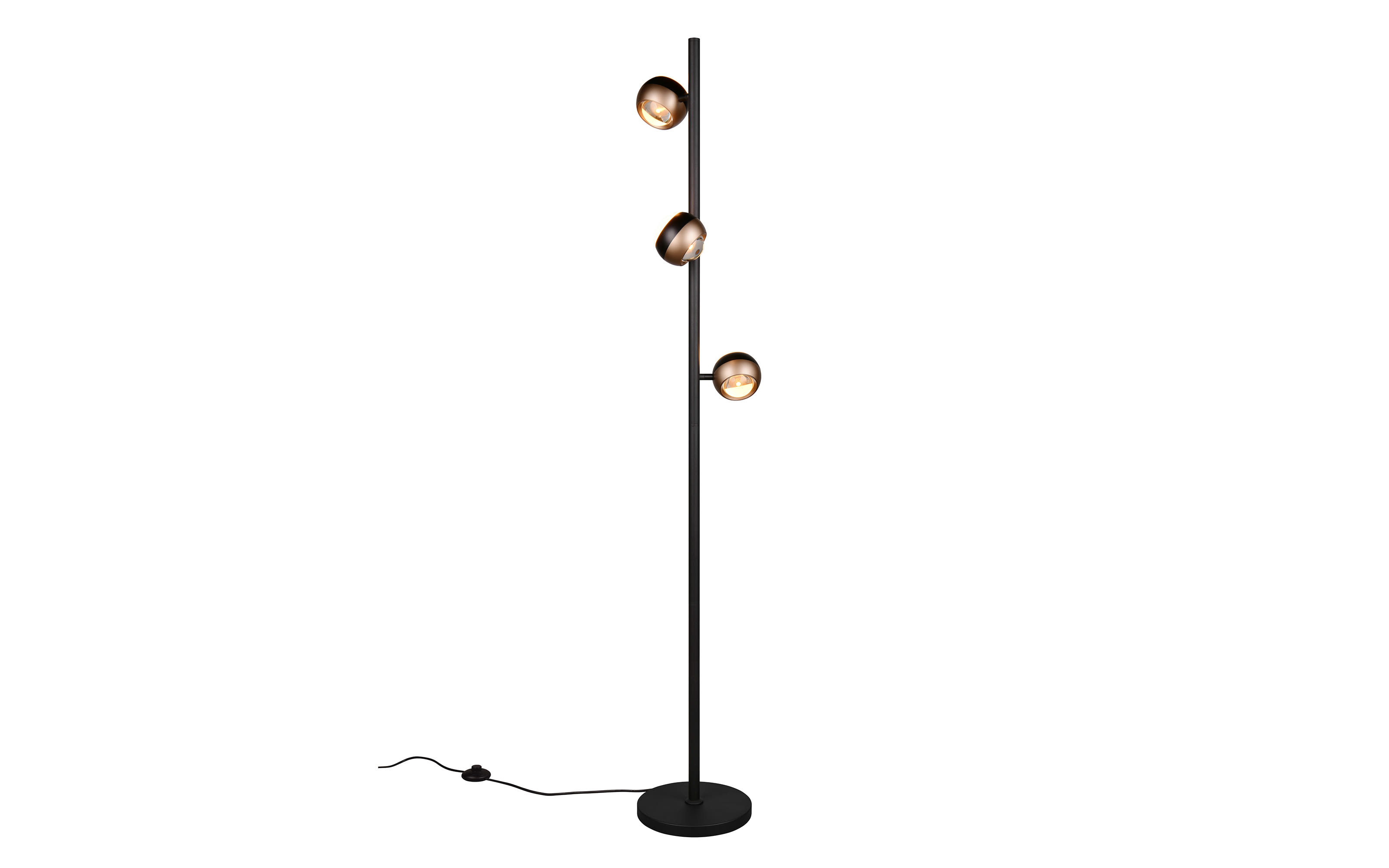 LED-Standleuchte Orbit, schwarz/coffee, 3-flammig, 150 cm, inkl. Dimmfunktion