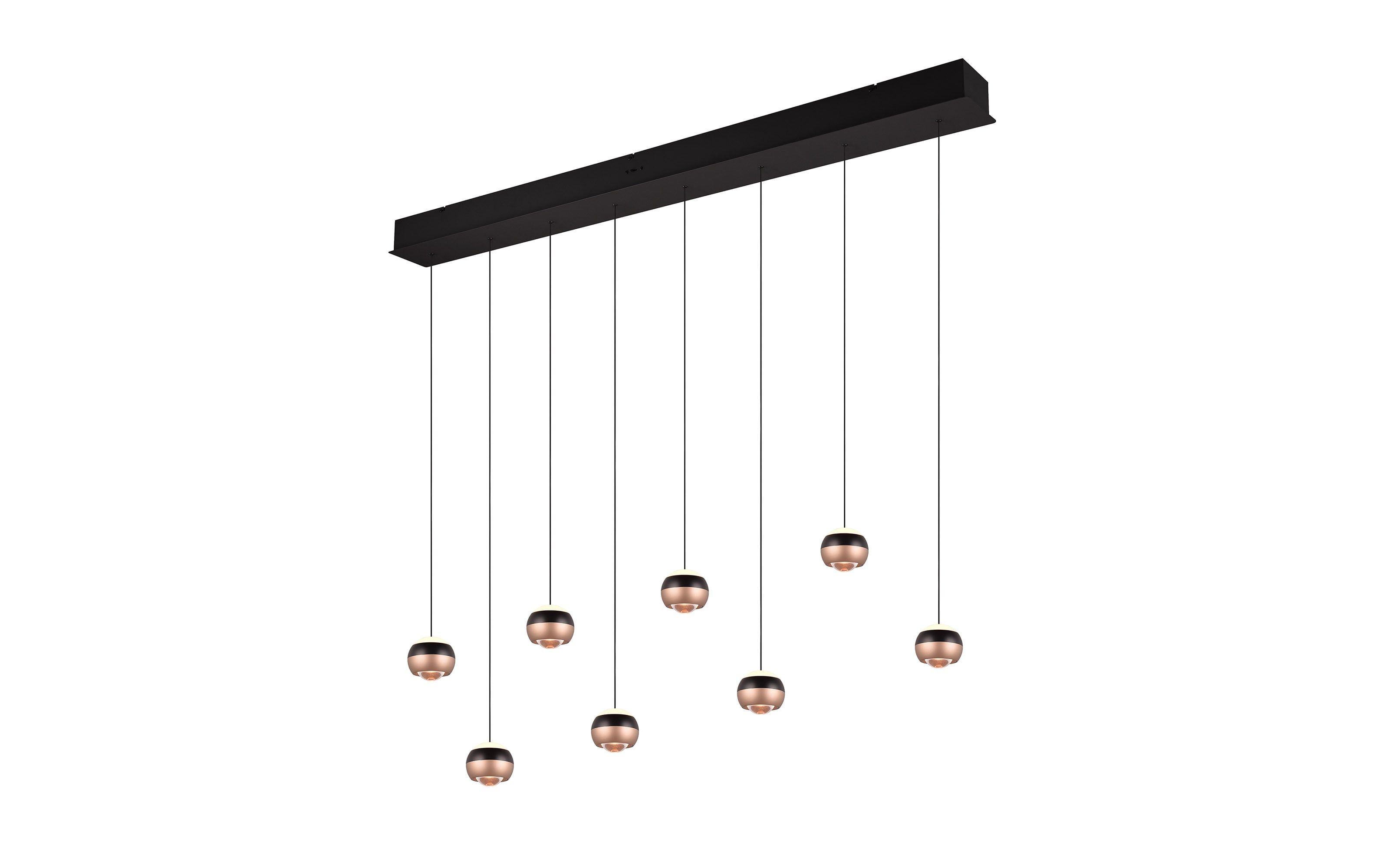 LED-Pendelleuchte Orbit, schwarz/coffee, 8-flammig, 155 cm, inkl. Dimmfunktion