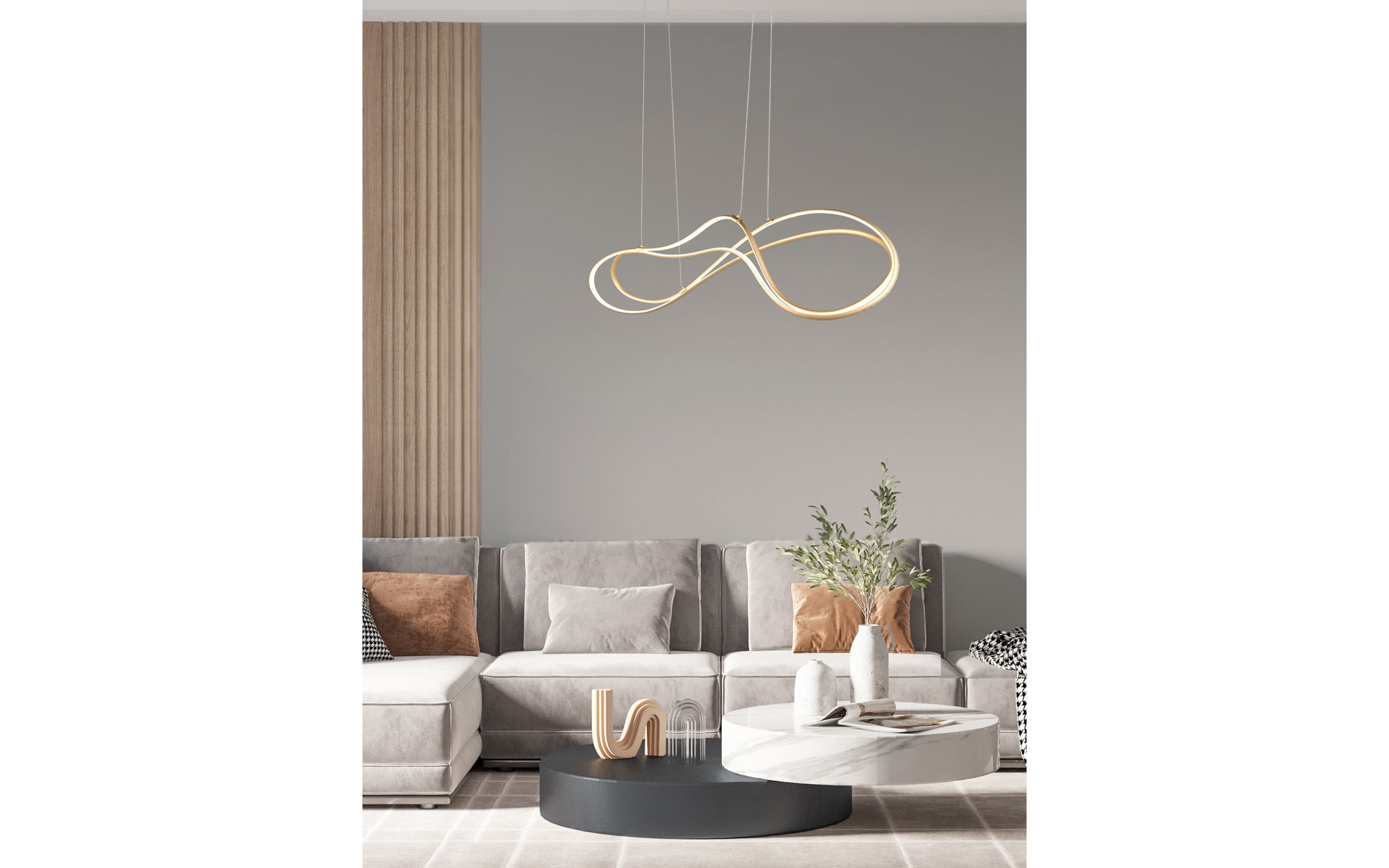 LED-Pendelleuchte Nala, goldfarbig, 150 cm, inkl. Switch Dimmer