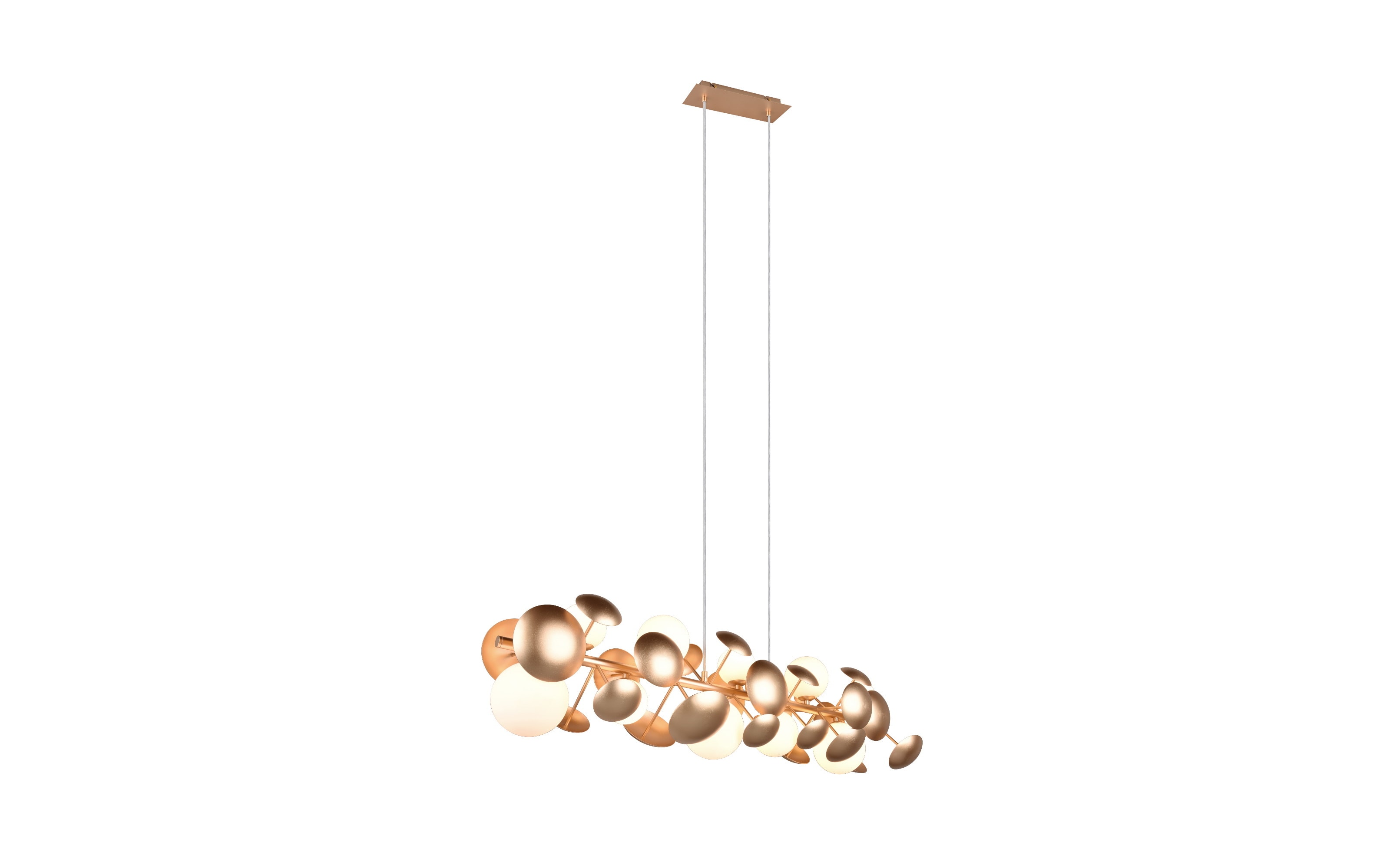 Pendelleuchte Bubble, goldfarbig/weiß, 150 cm