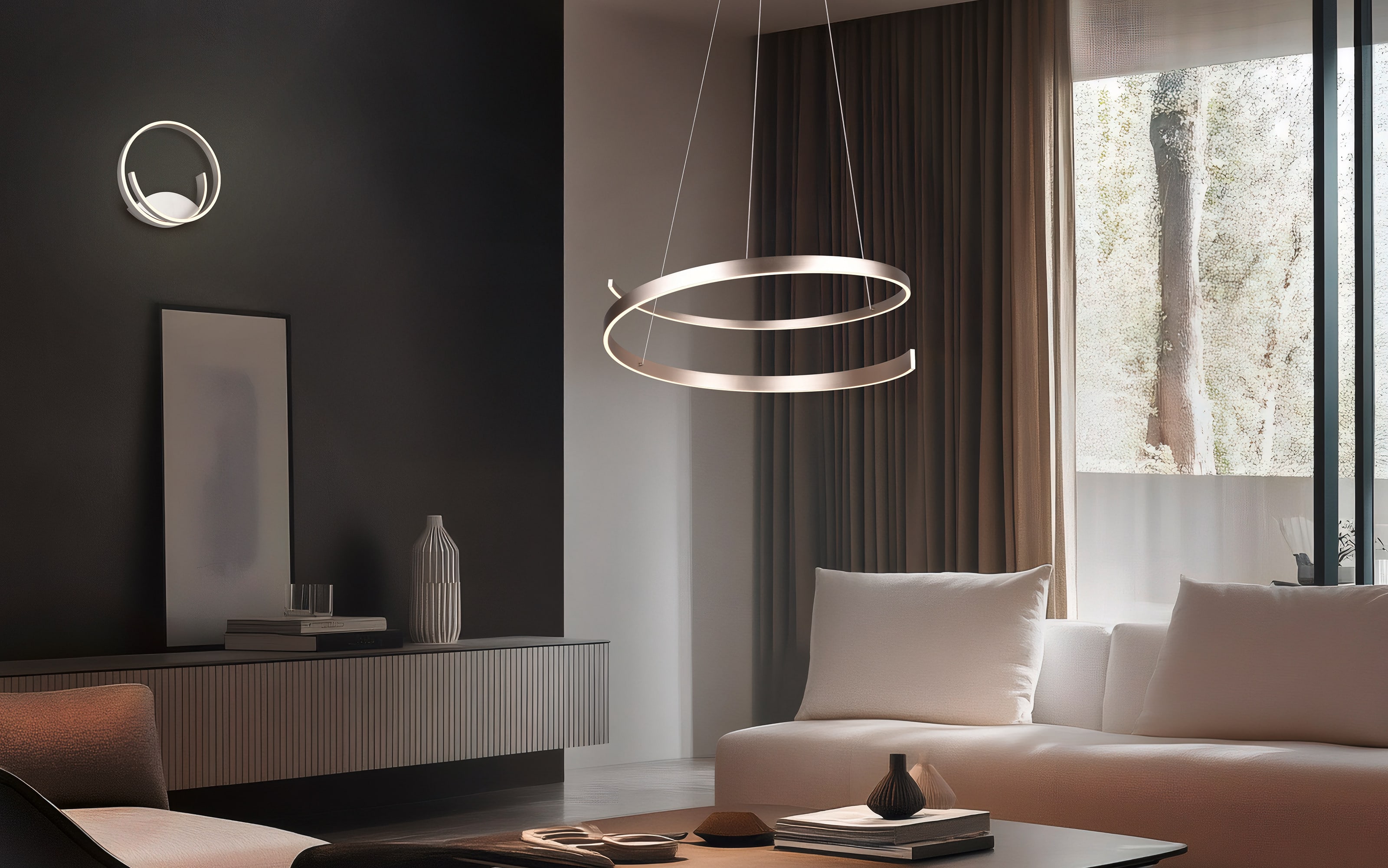 LED-Wandleuchte Cinque Cinardi, nickelfarbig, inkl. Dim to Warm Funktion