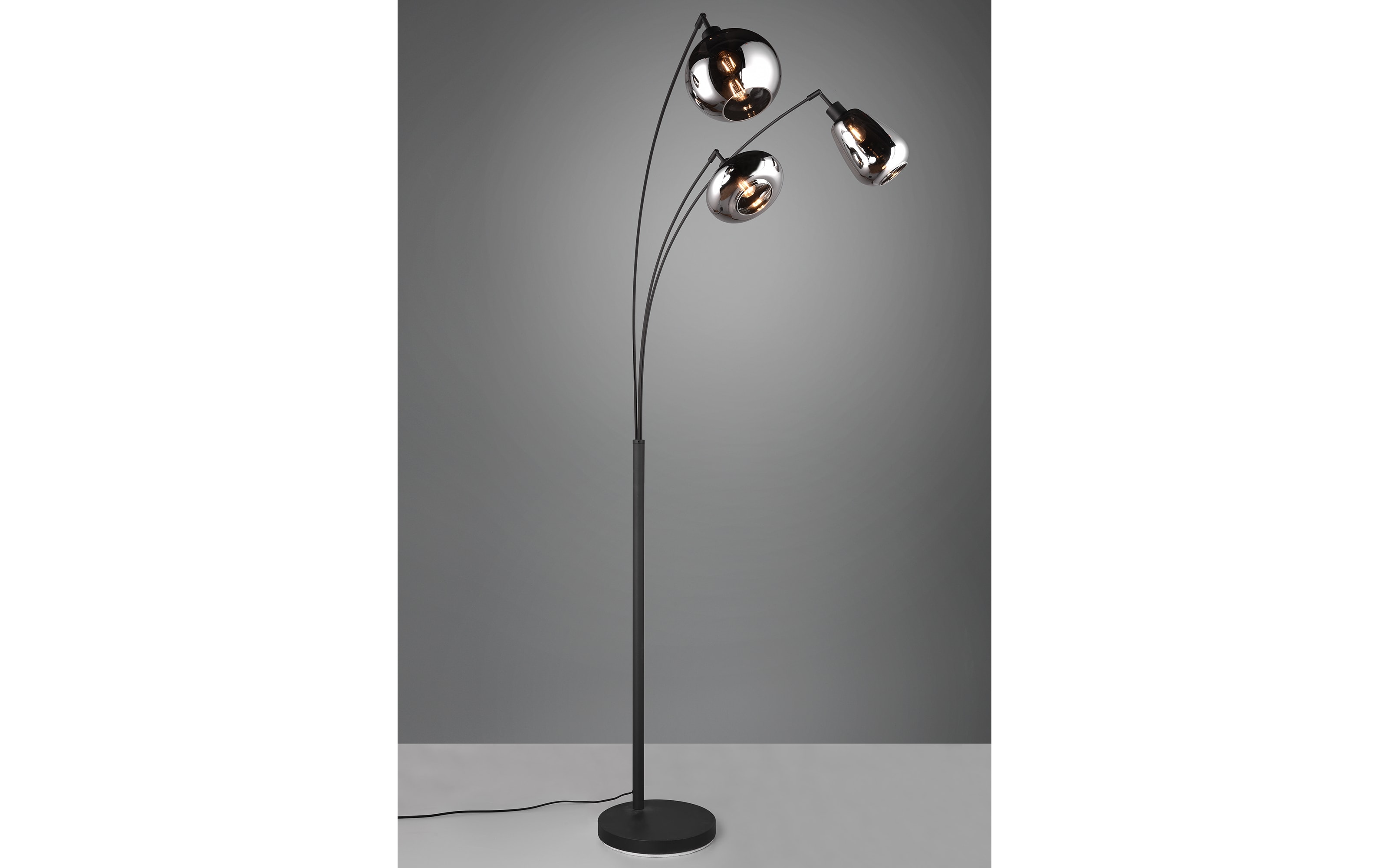 Standleuchte Lumina, schwarz/chrom, 3-flammig