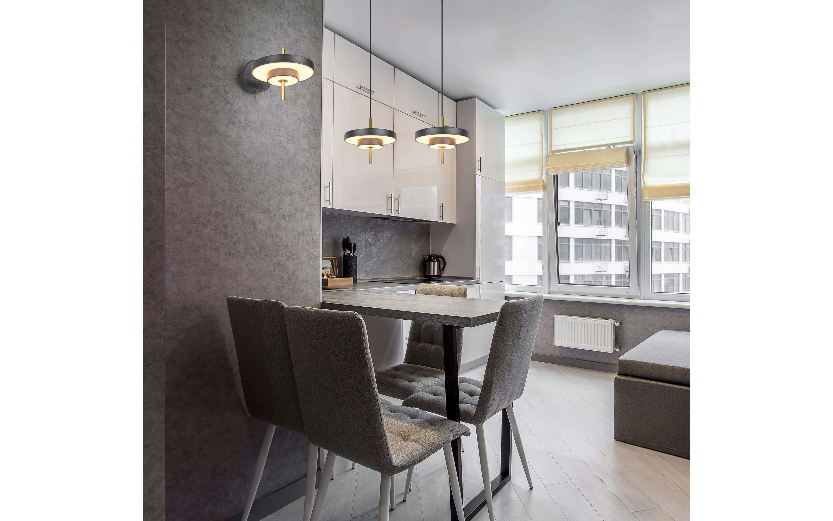 LED-Wandleuchte Keaton, schwarz/gold, inkl. Switchdimmer