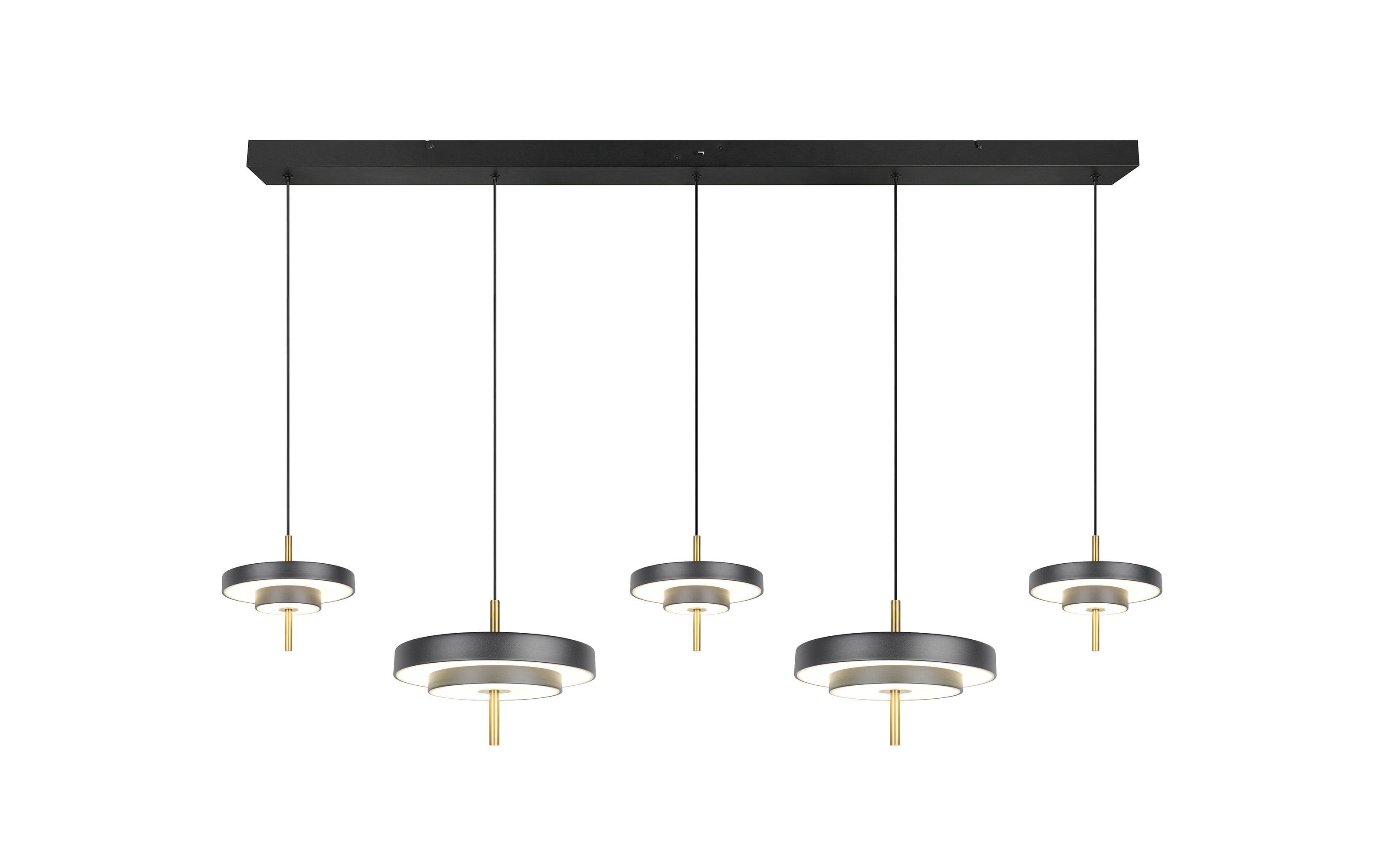 LED-Pendelleuchte Keaton, schwarz/gold, 5-flammig, inkl. Switchdimmer