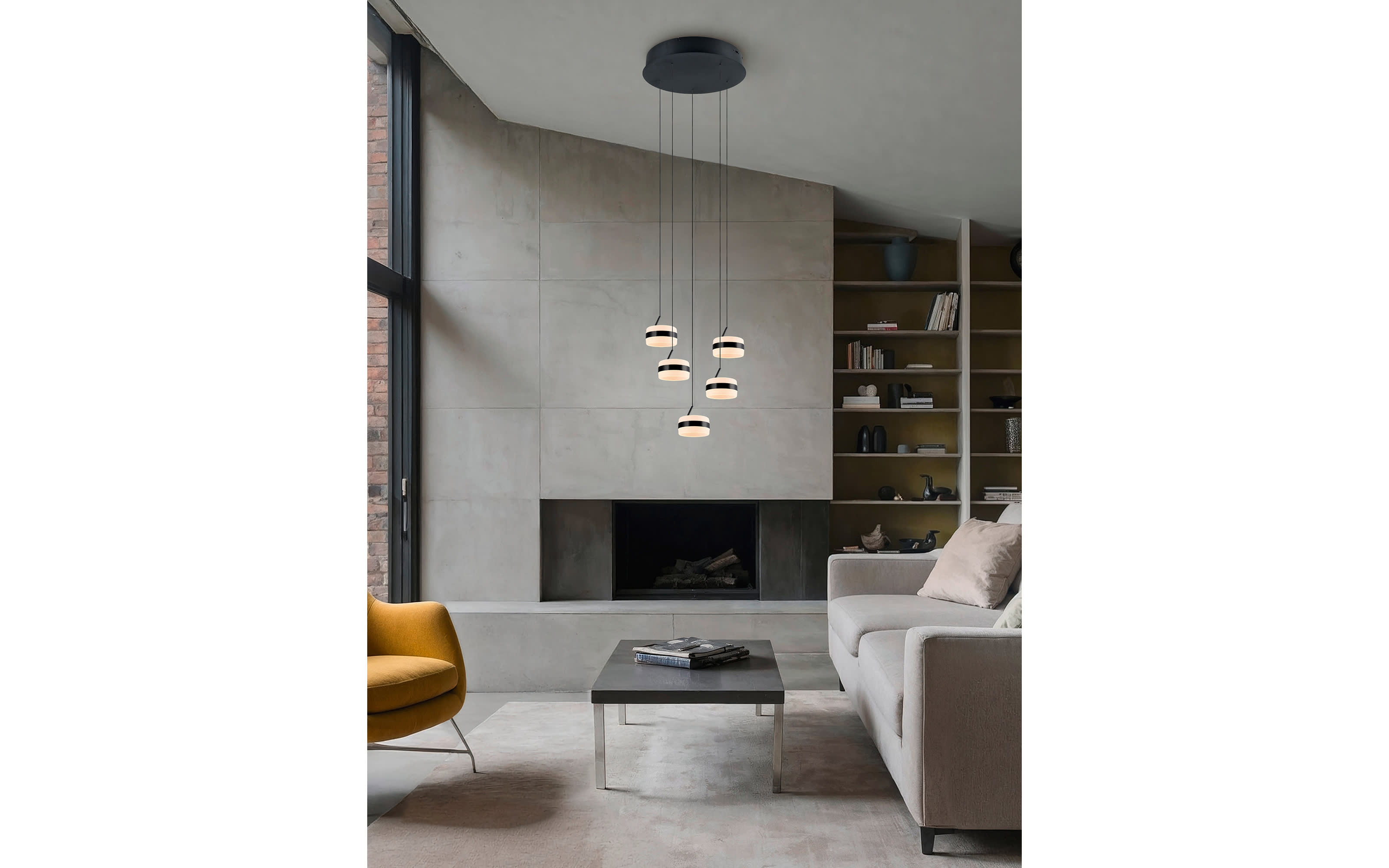 LED-Pendelleuchte Dios, schwarz, 5-flammig