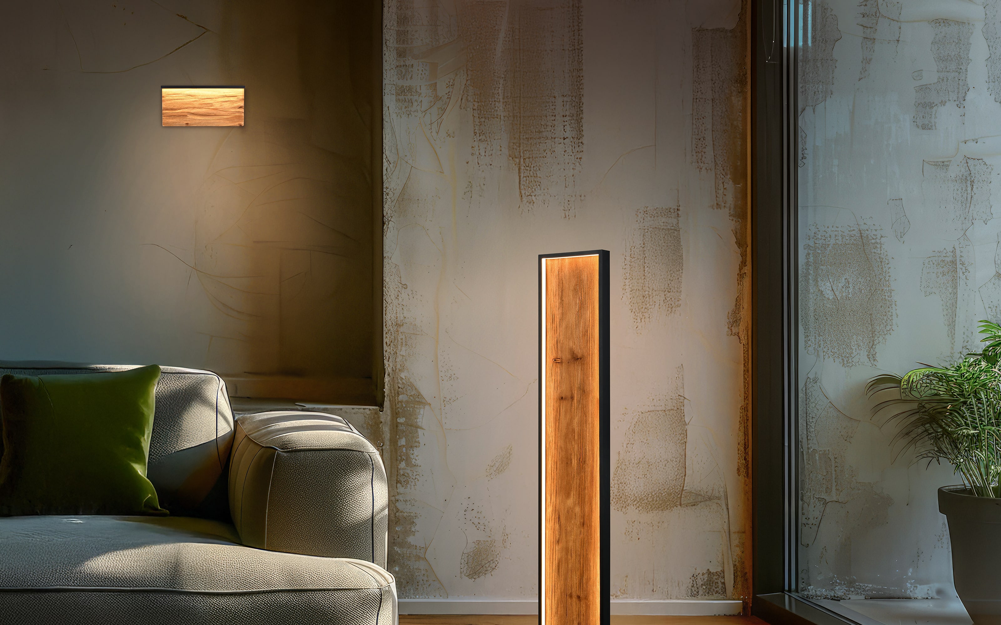 LED-Wandleuchte Kalea, holzfarbig 