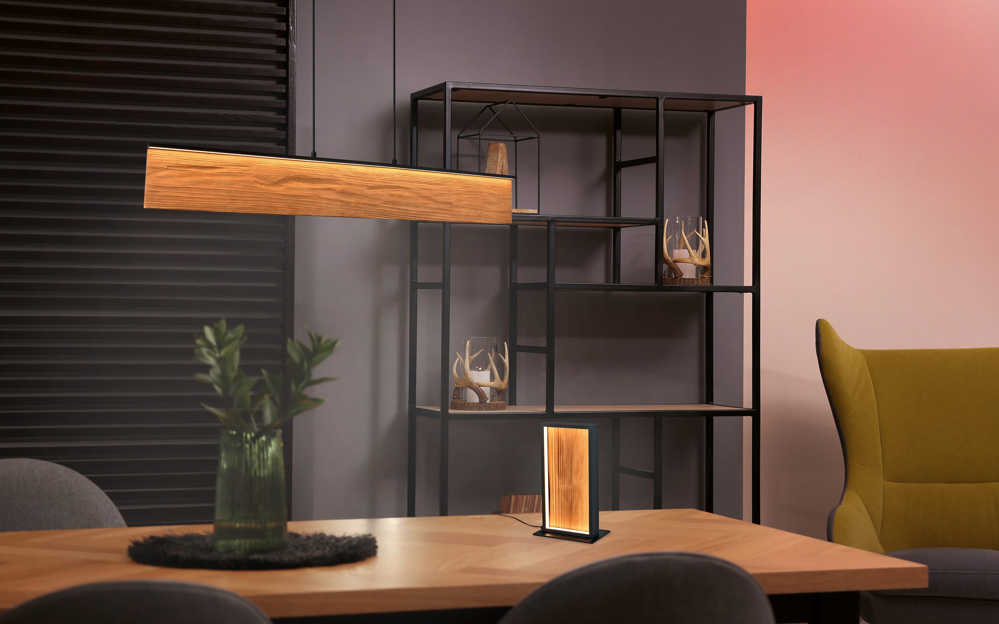 LED-Pendelleuchte Kalea, holzfarbig 