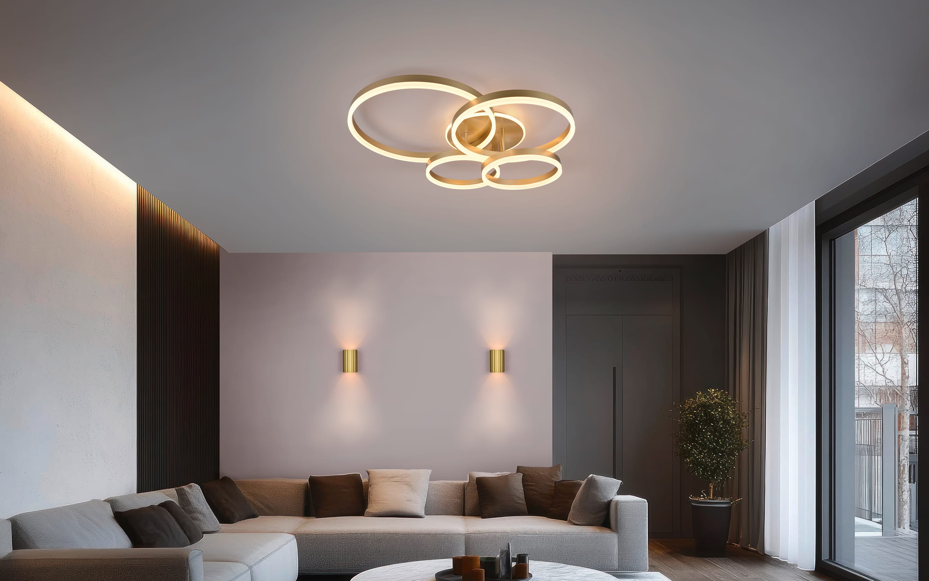 LED-Deckenleuchte Drake, goldfarbig, inkl. Memoryfunktion