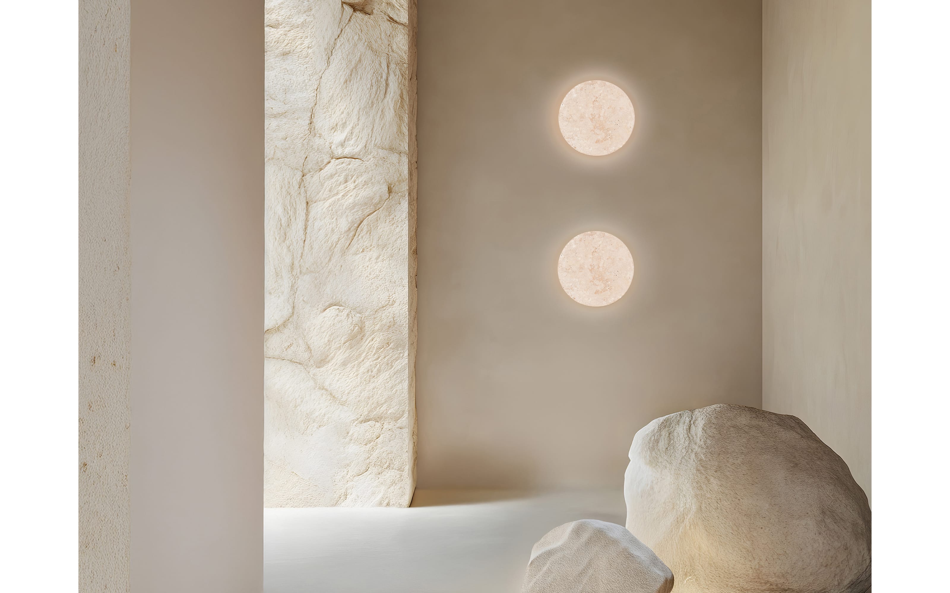 LED-Wandleuchte Bobbin, travertin, inkl. Switchdimmer