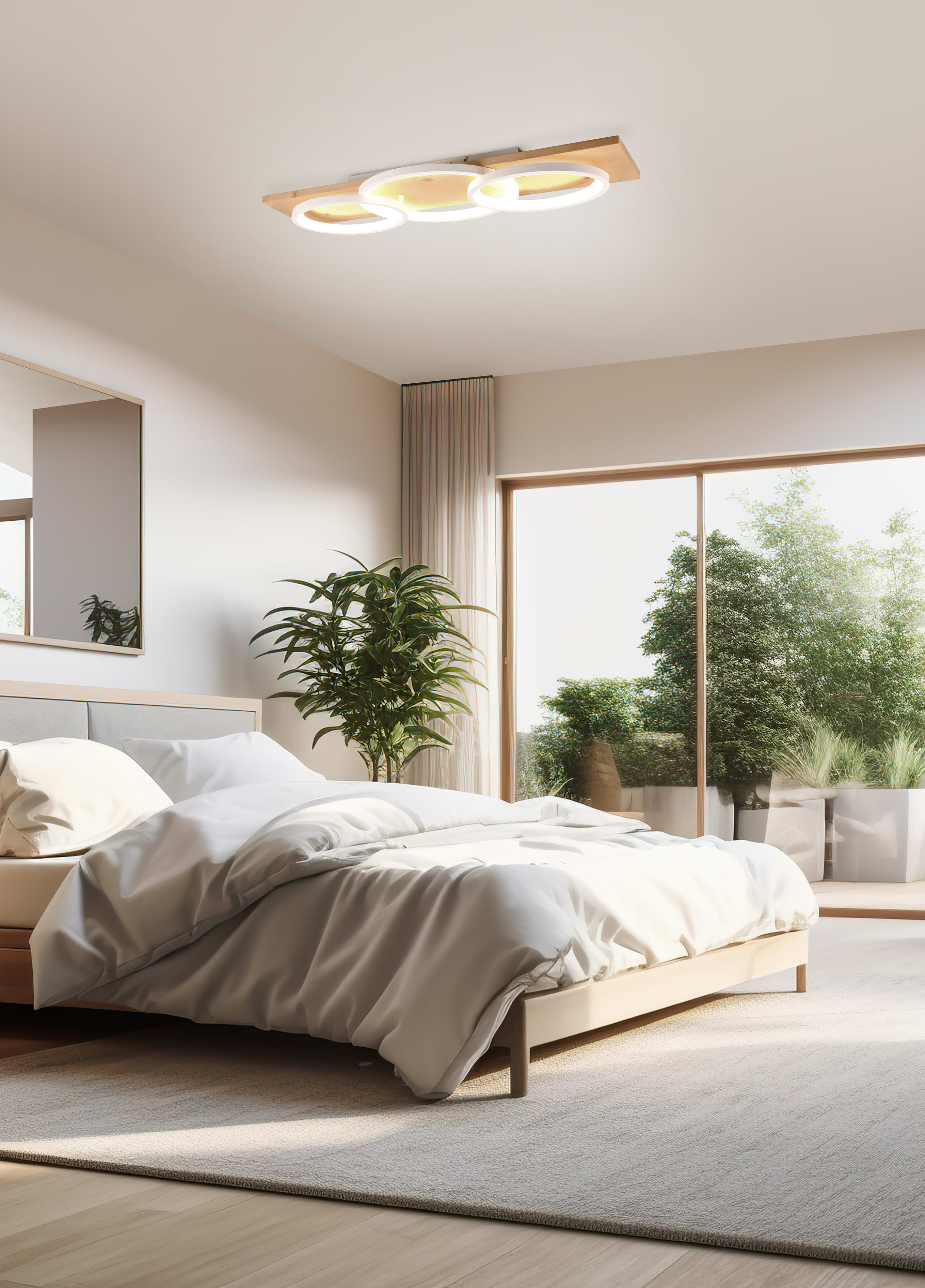 LED-Deckenleuchte Barca, holz/weiß