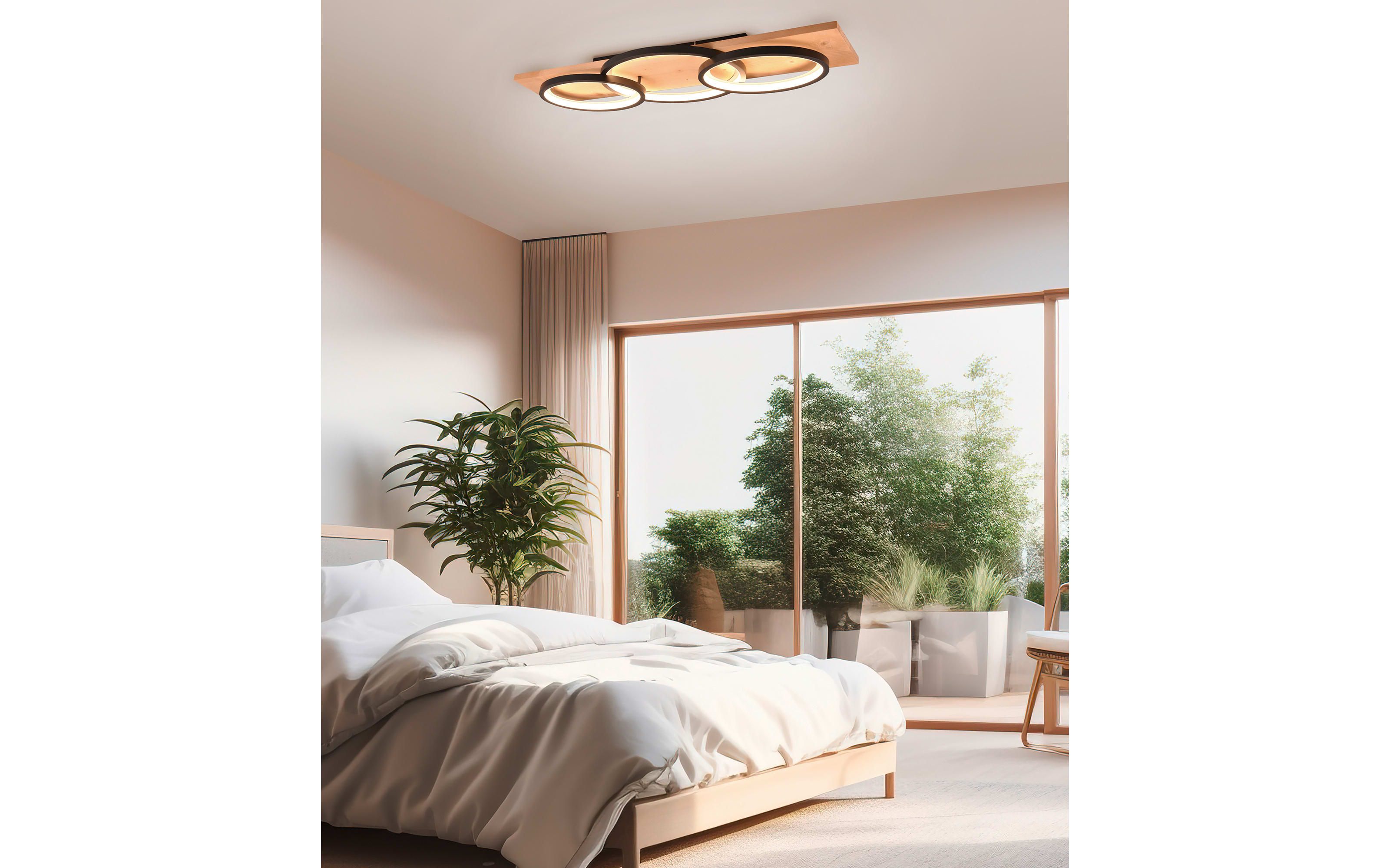 LED-Deckenleuchte Barca, holz/schwarz