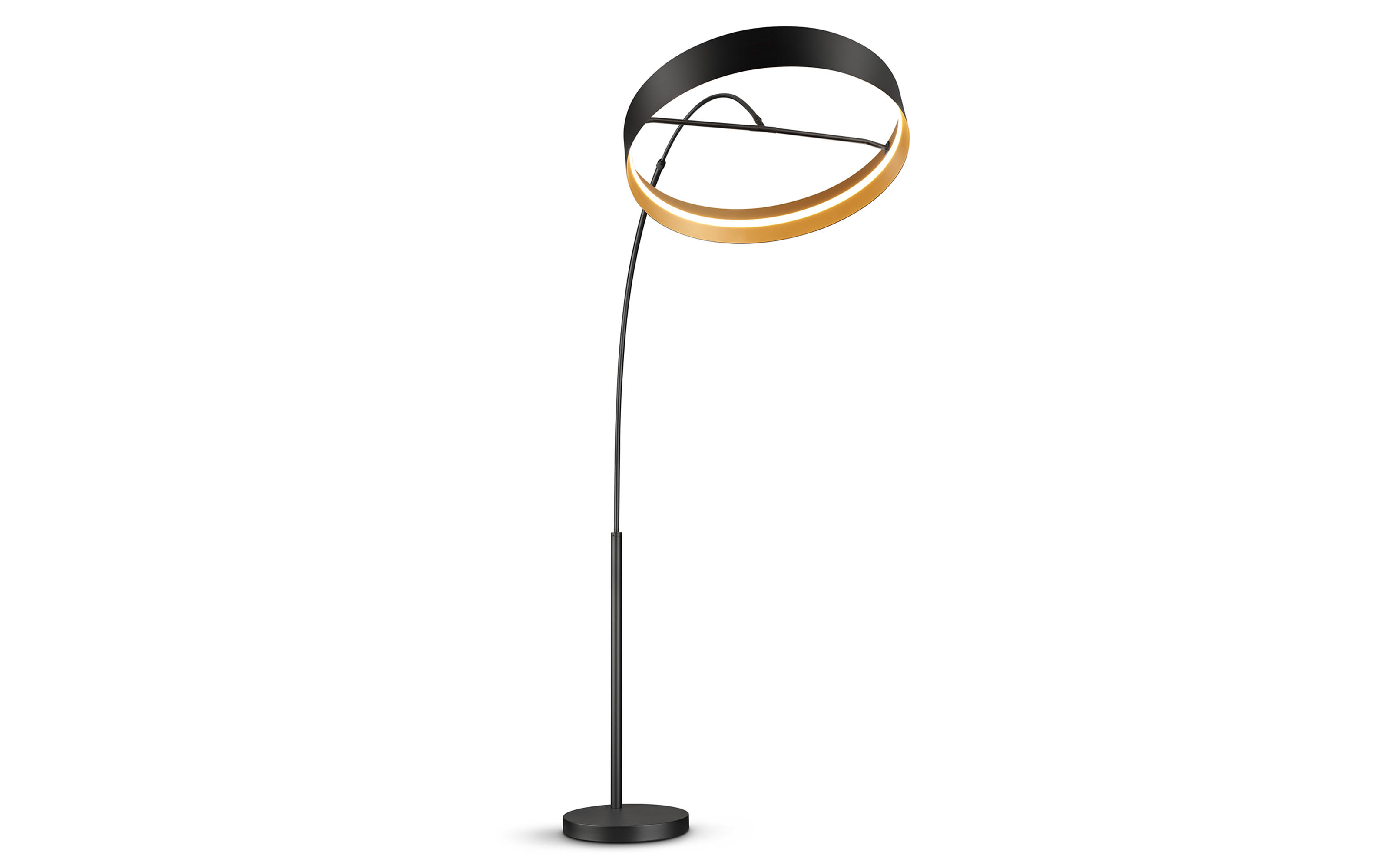 LED-Bogenleuchte Loop, schwarz/gold, inkl. Ausziehfunktion