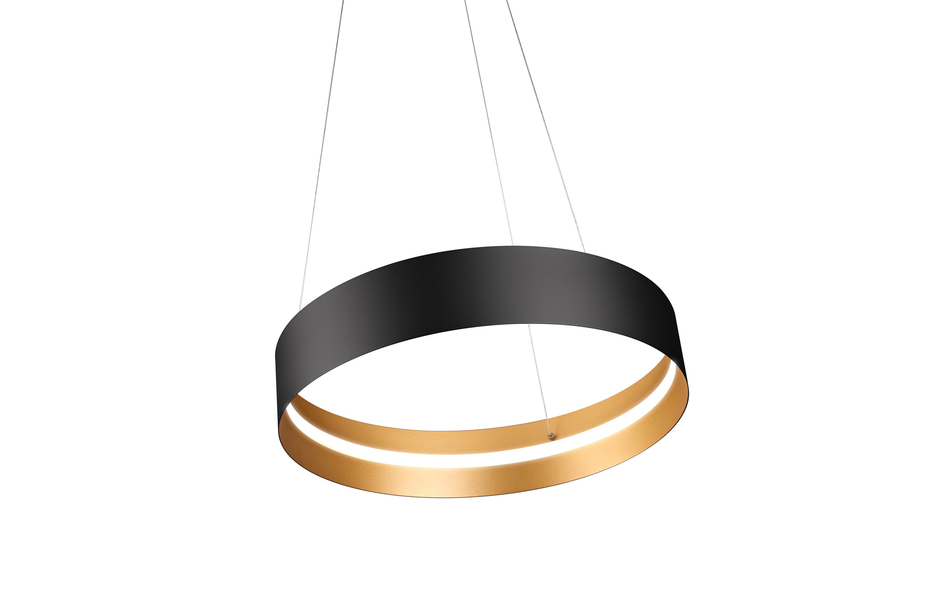 LED-Pendelleuchte Loop, schwarz/gold, inkl. Fernbedienung 