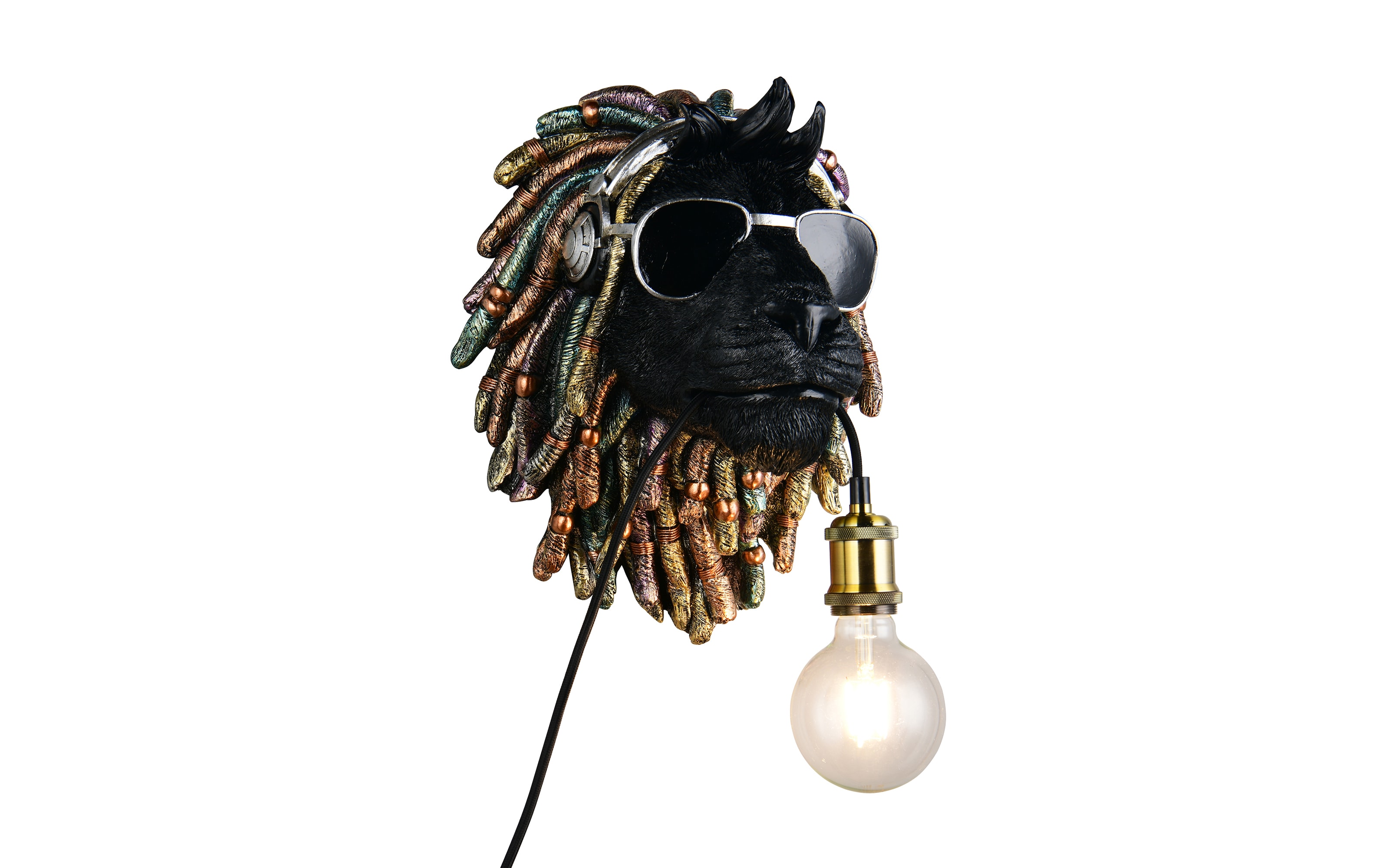 Wandleuchte Leo, schwarz/gold