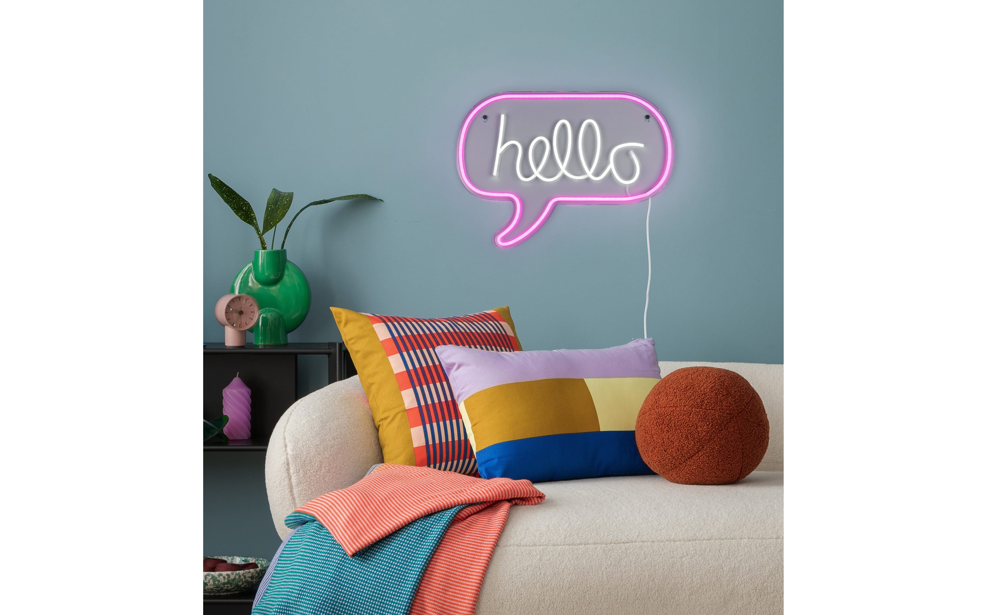 Wandleuchte Hello, pink/weiß