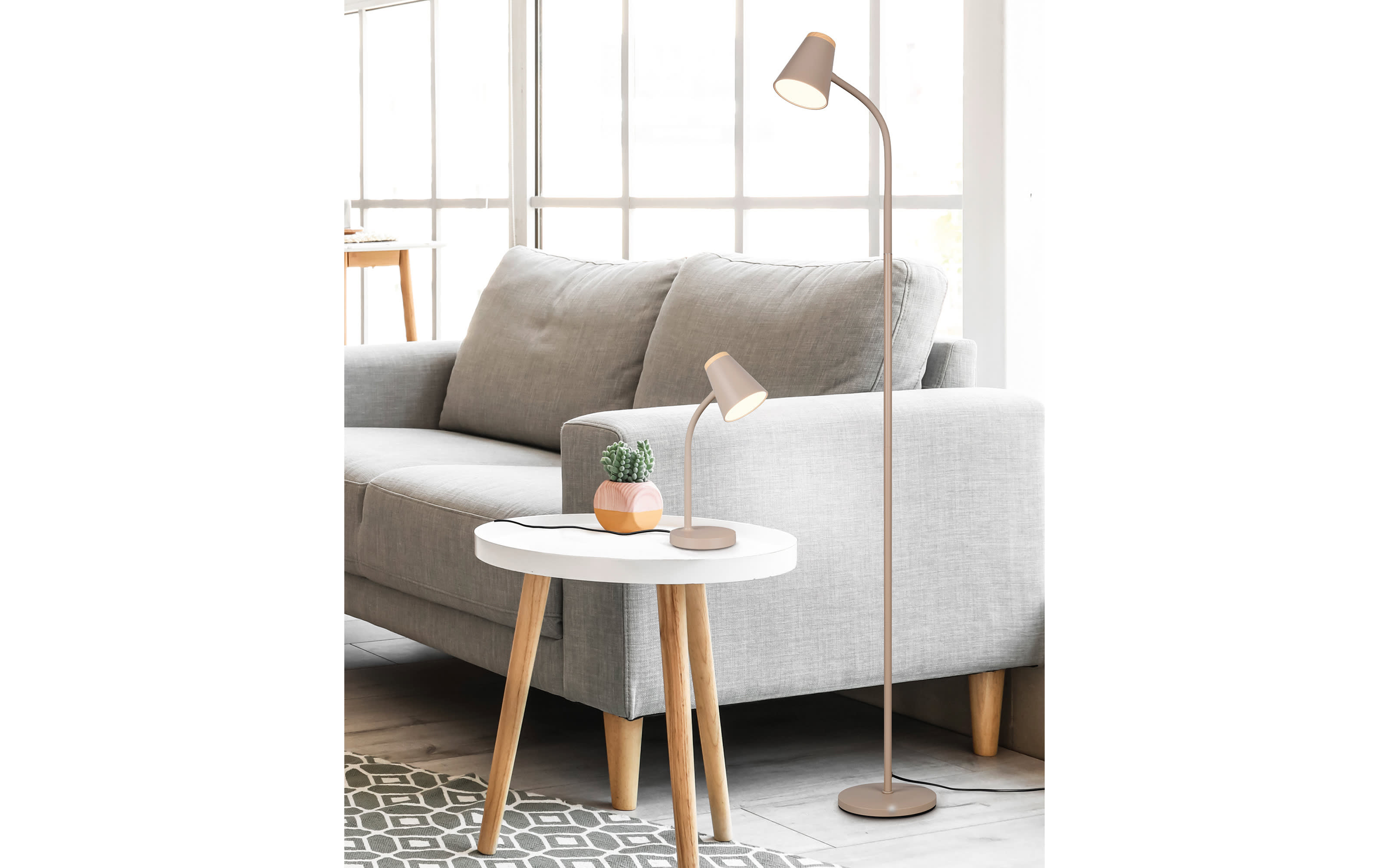 LED-Stehleuchte Pongo, beige