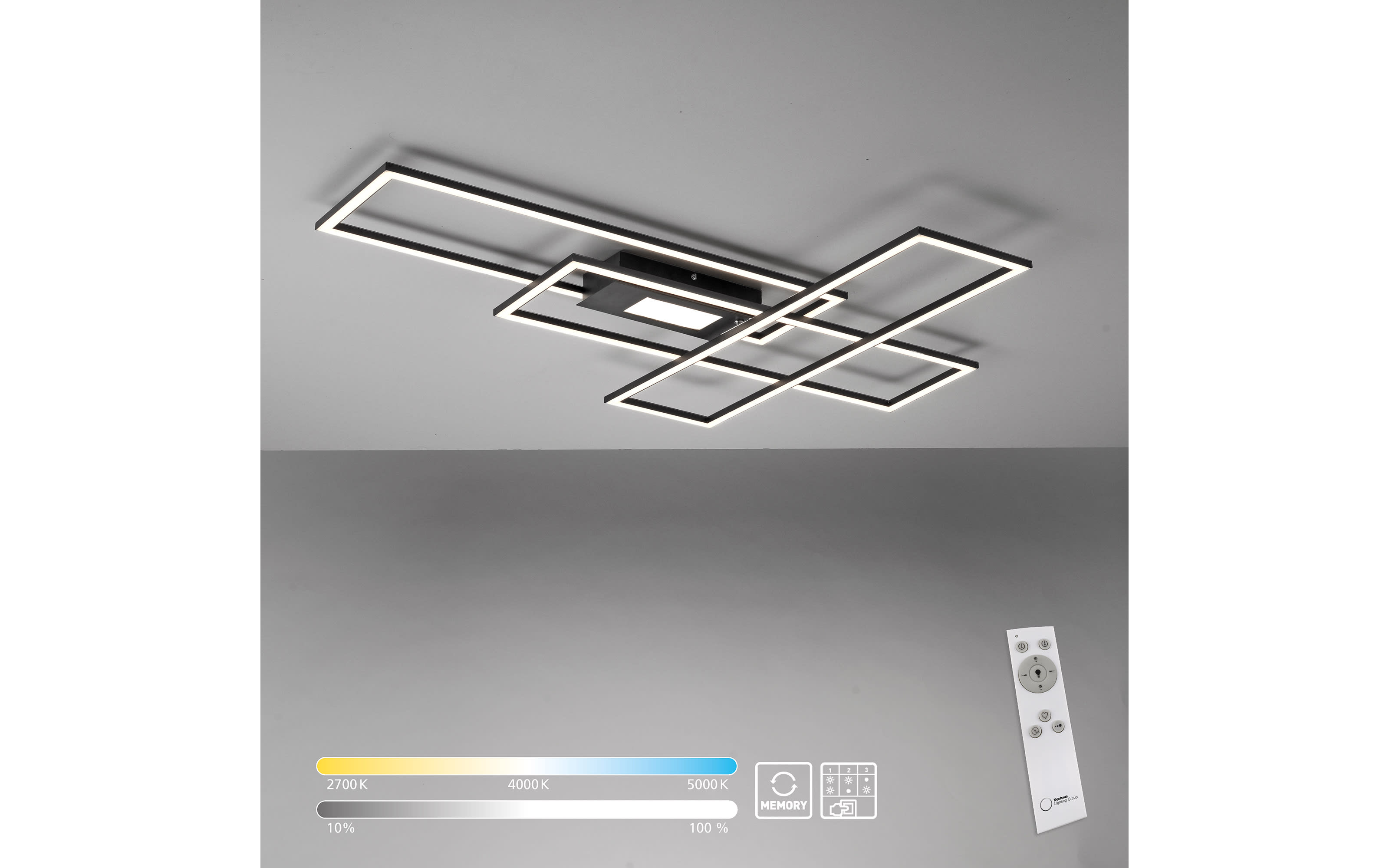 LED-Deckenleuchte Asmin, schwarz, 99 cm