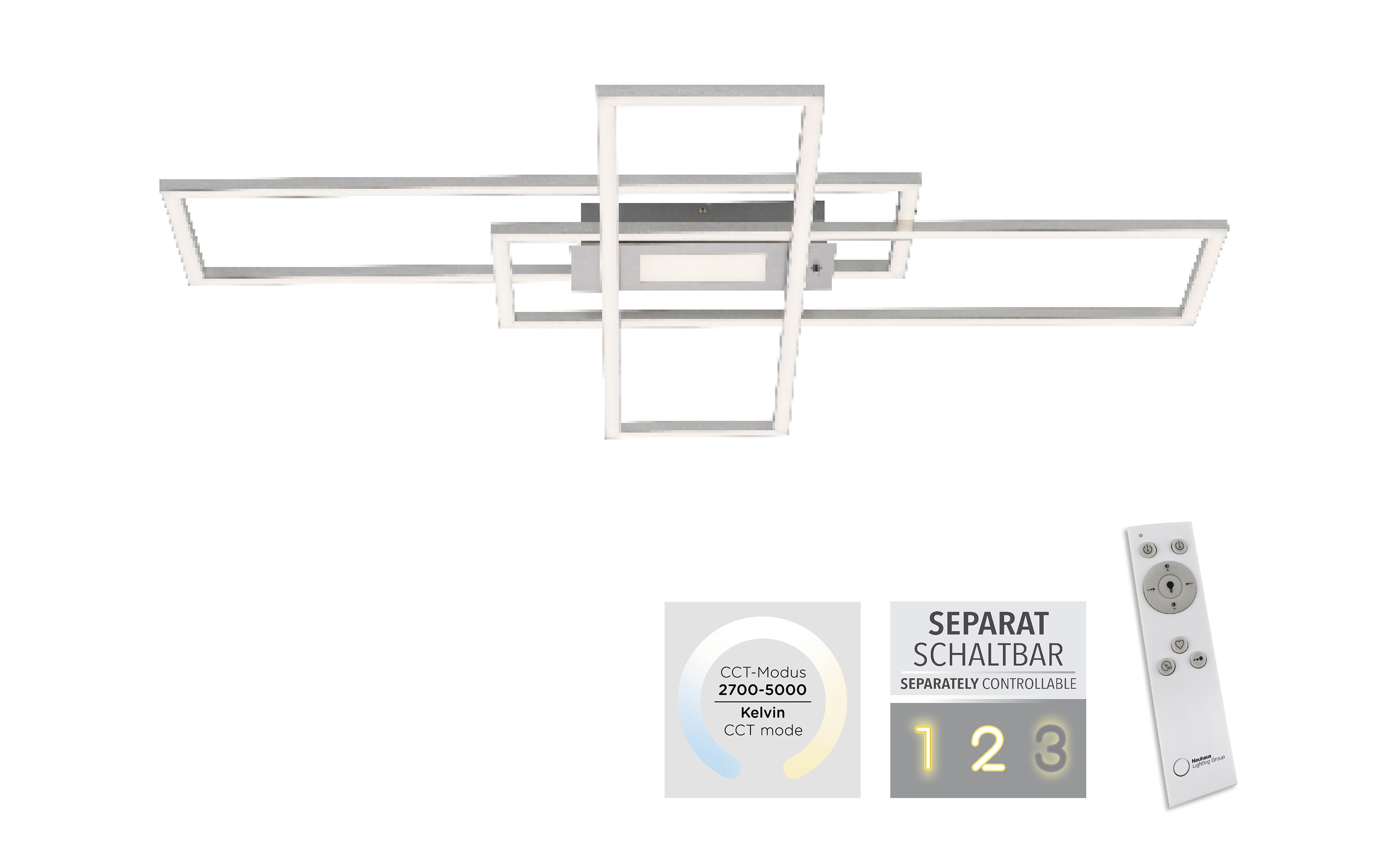 LED-Deckenleuchte Asmin, stahlfarbig, 99 cm