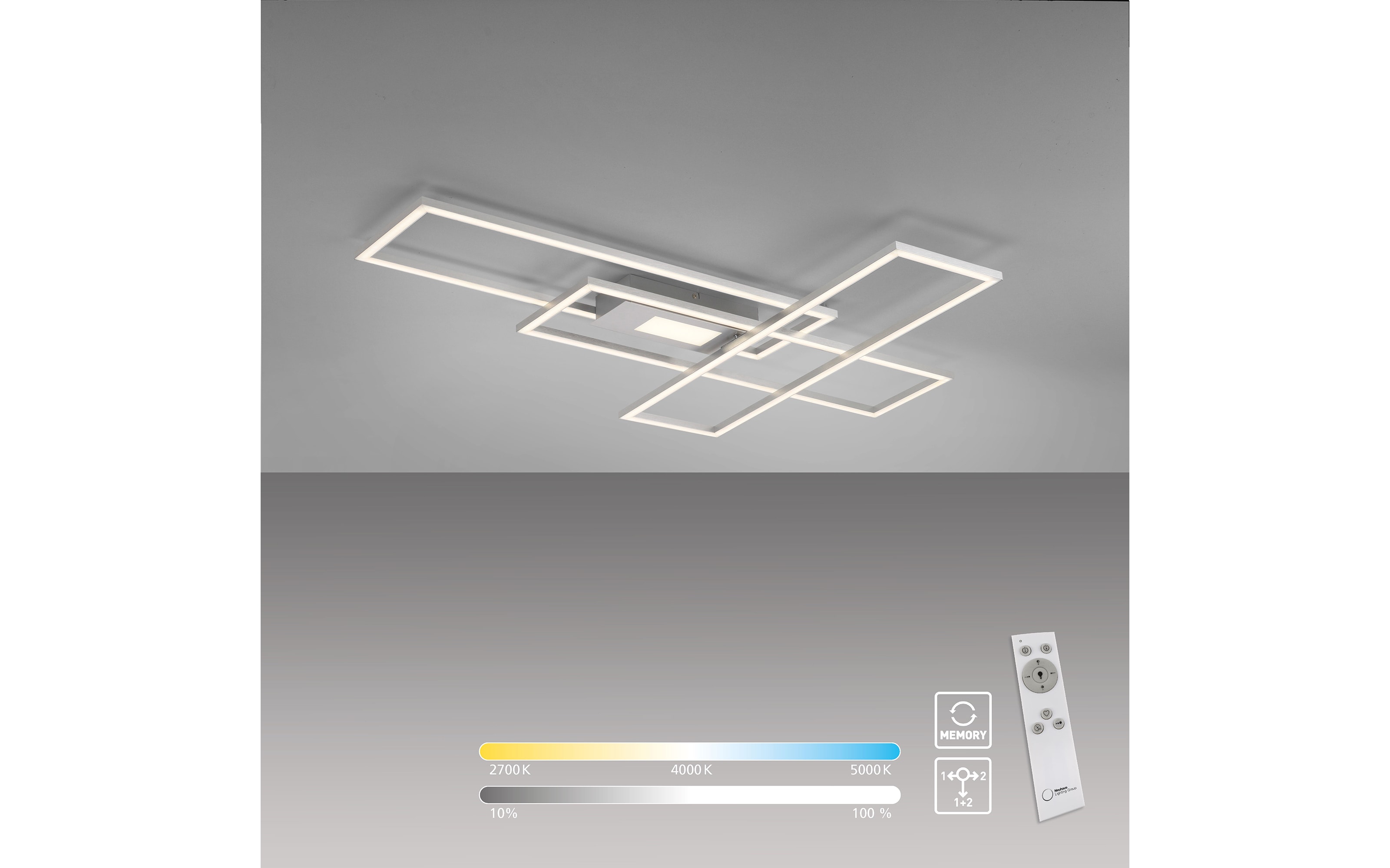 LED-Deckenleuchte Asmin, stahlfarbig, 99 cm