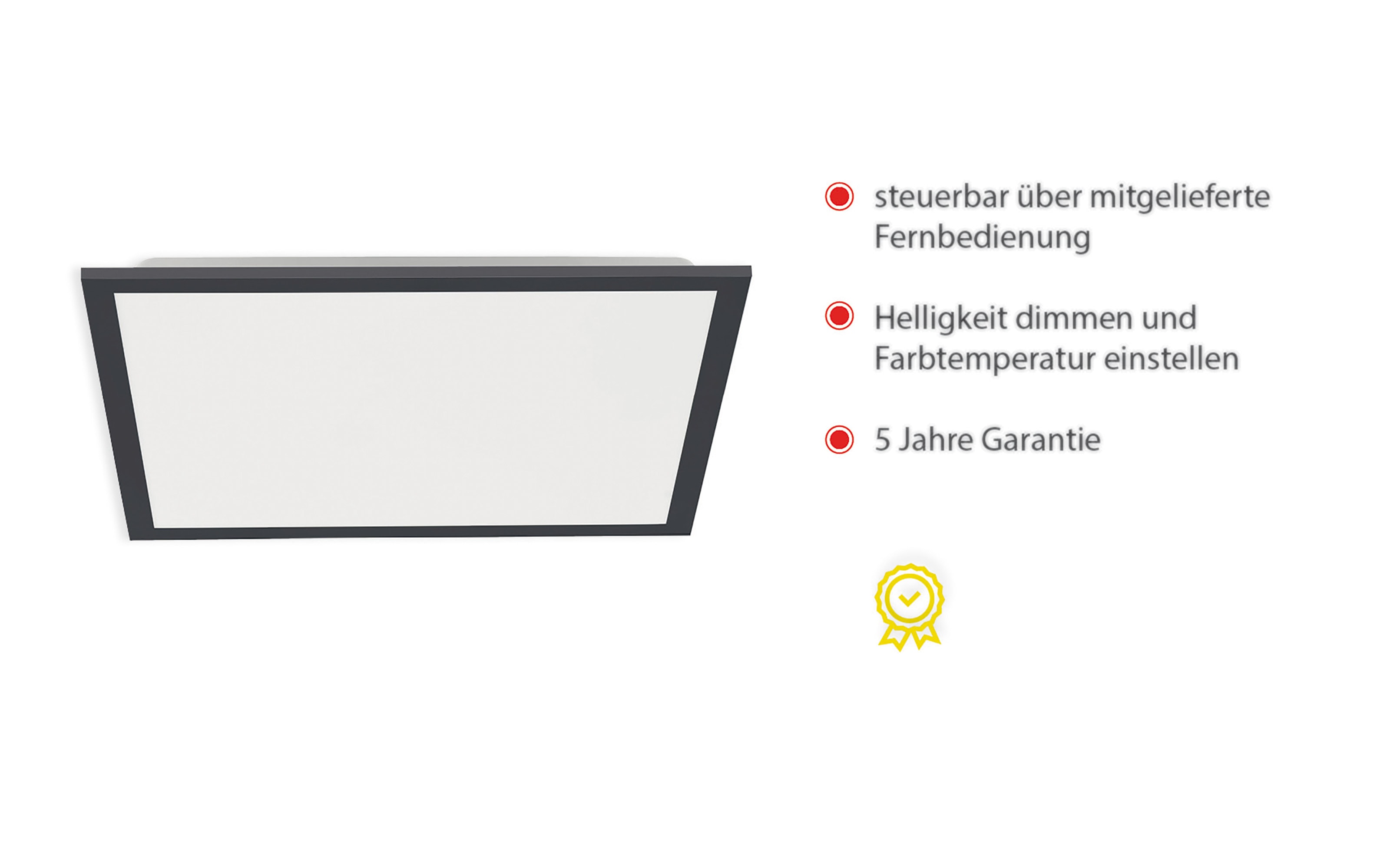 LED-Deckenleuchte Flat, schwarz, 45,5 cm