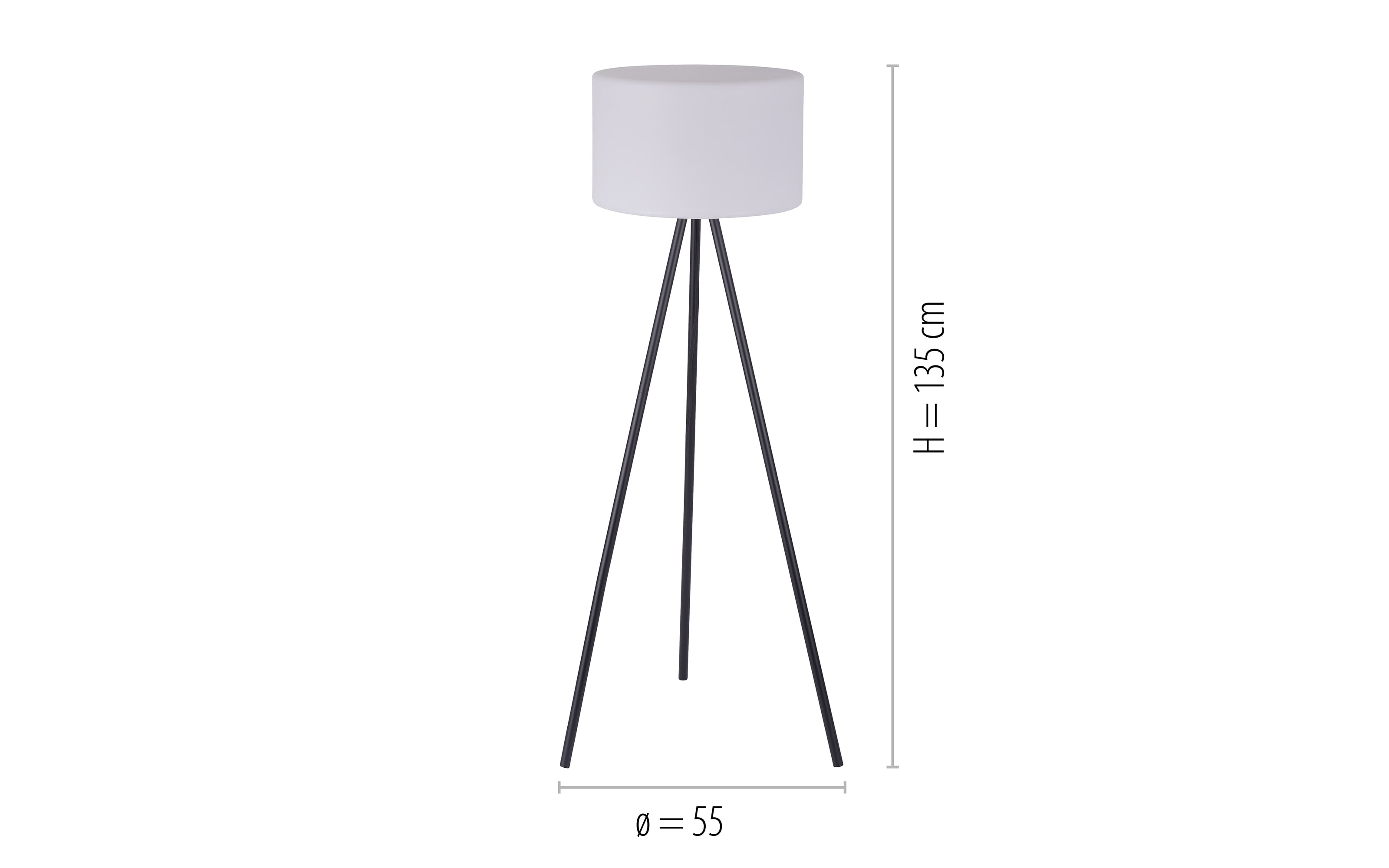 LED-Akku-Standleuchte Holly, schwarz/weiß, 135 cm