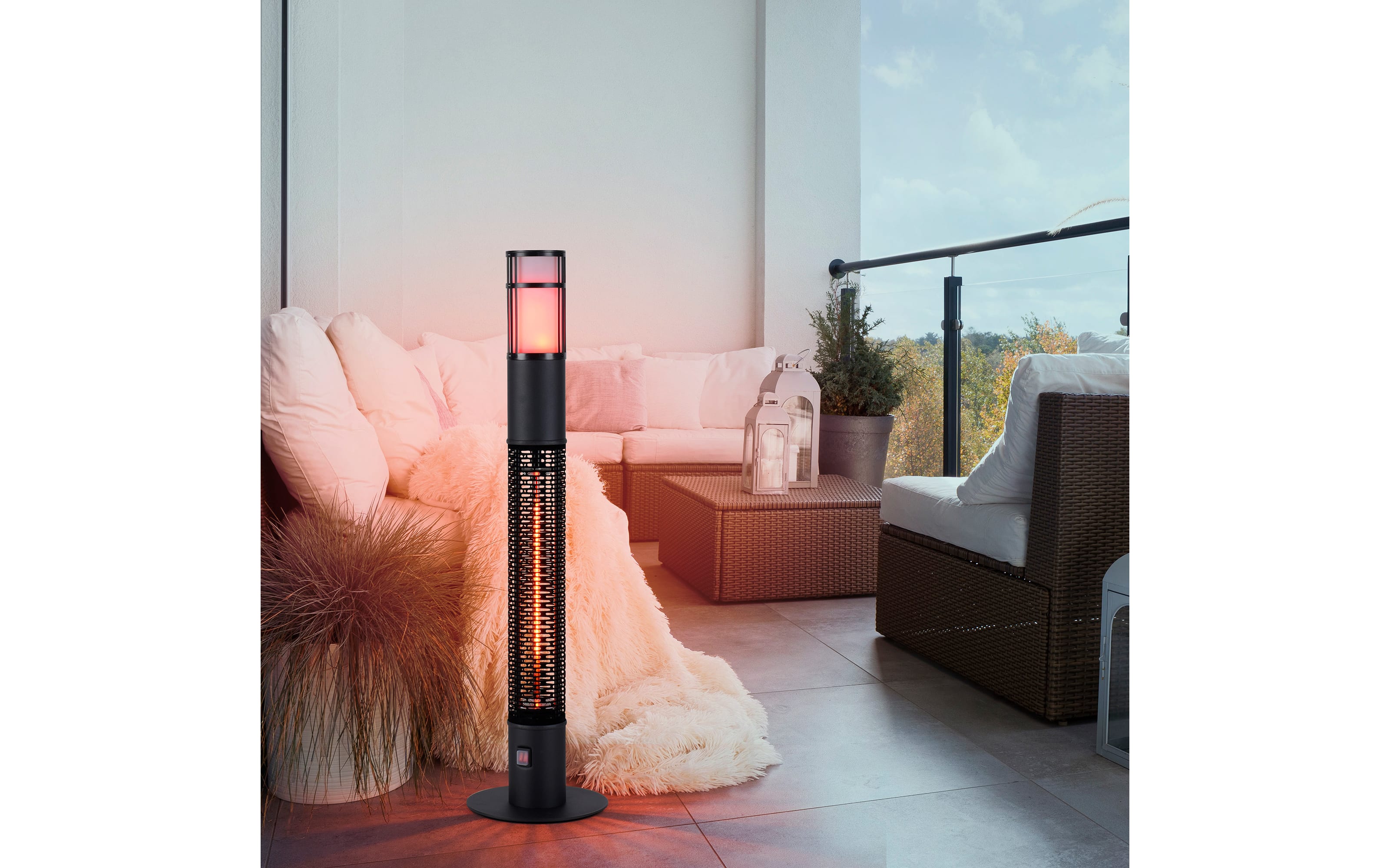 Stand-Heizstrahler Glow IP55 in schwarz, 110 cm