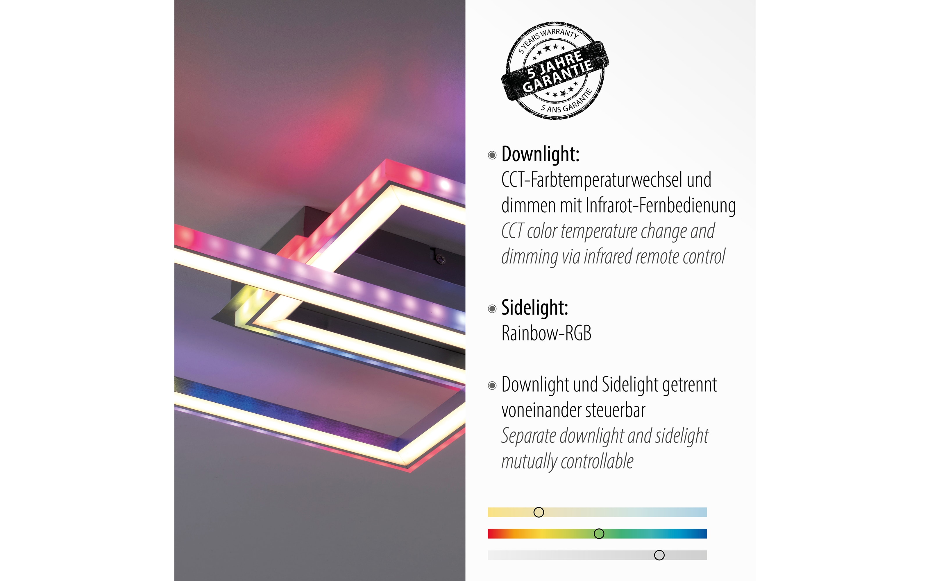 LED-Deckenleuchte Felix60, stahlfarbig, 121 cm