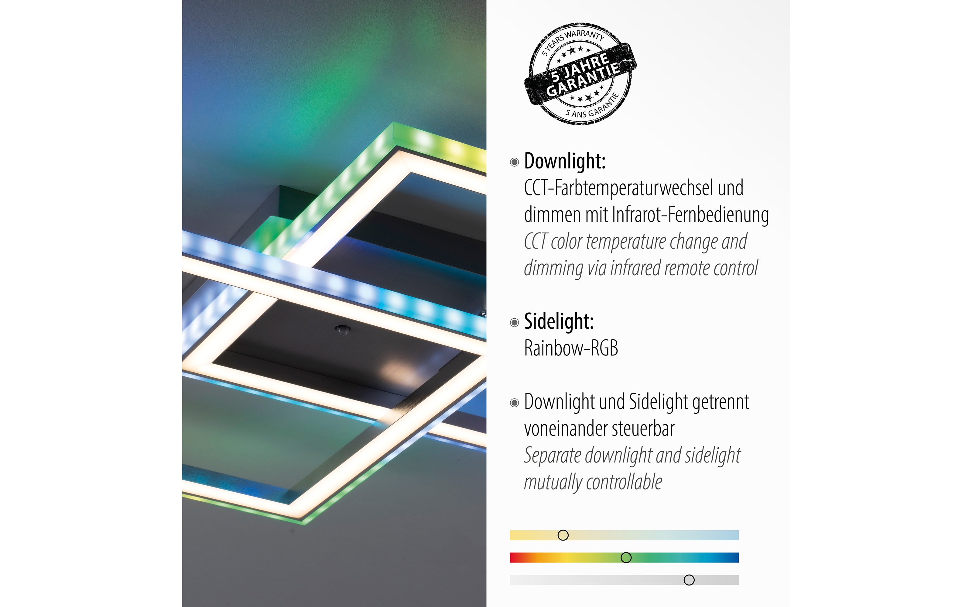 LED-Deckenleuchte Felix60, stahlfarbig, 45 cm