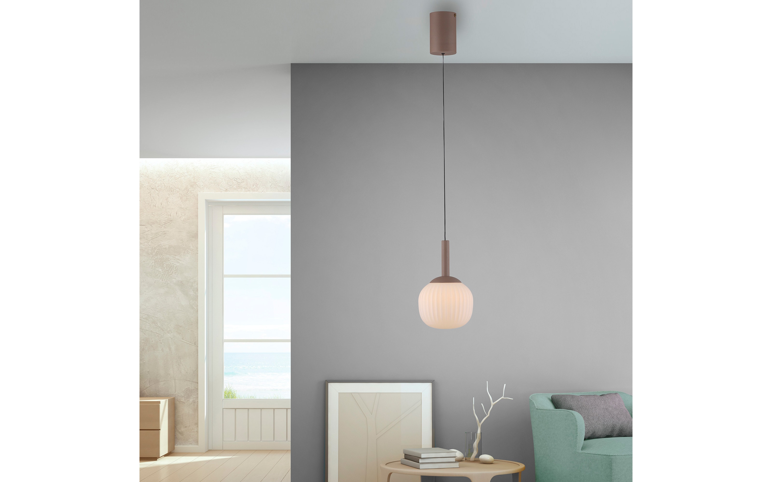 Pendelleuchte Nami, sandfarbig, 1-flammig, inkl. Comfort-Lift Funktion