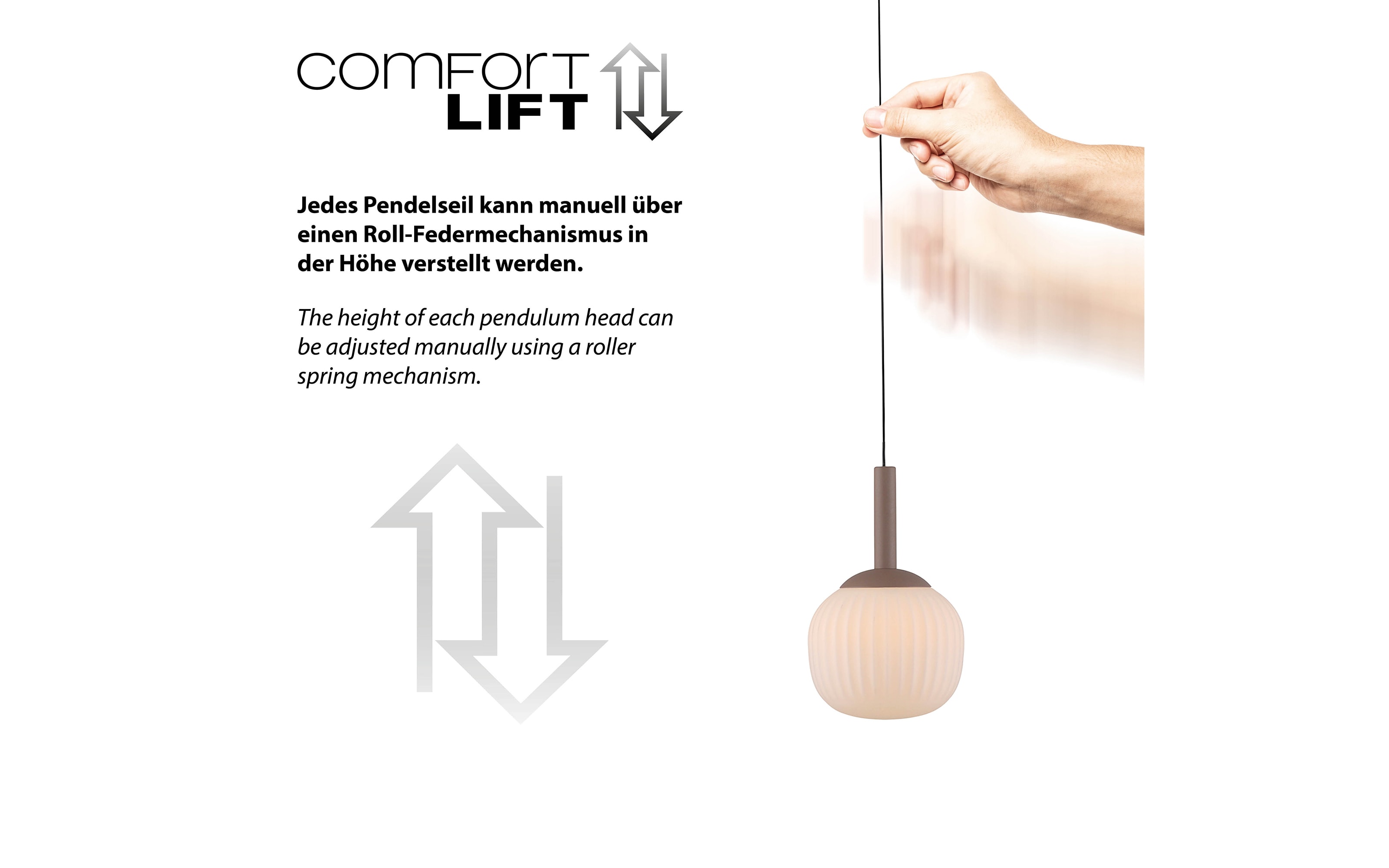 Pendelleuchte Nami, sandfarbig, 3-flammig, inkl. Comfort-Lift Funktion