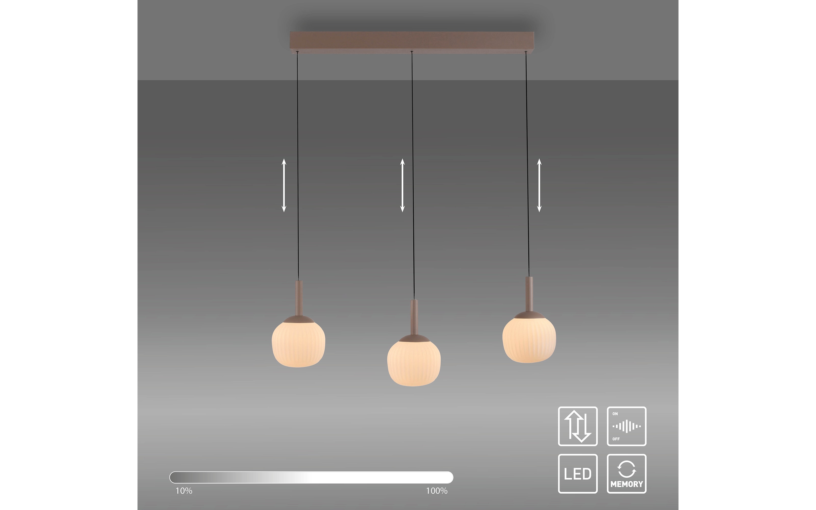 Pendelleuchte Nami, sandfarbig, 3-flammig, inkl. Comfort-Lift Funktion