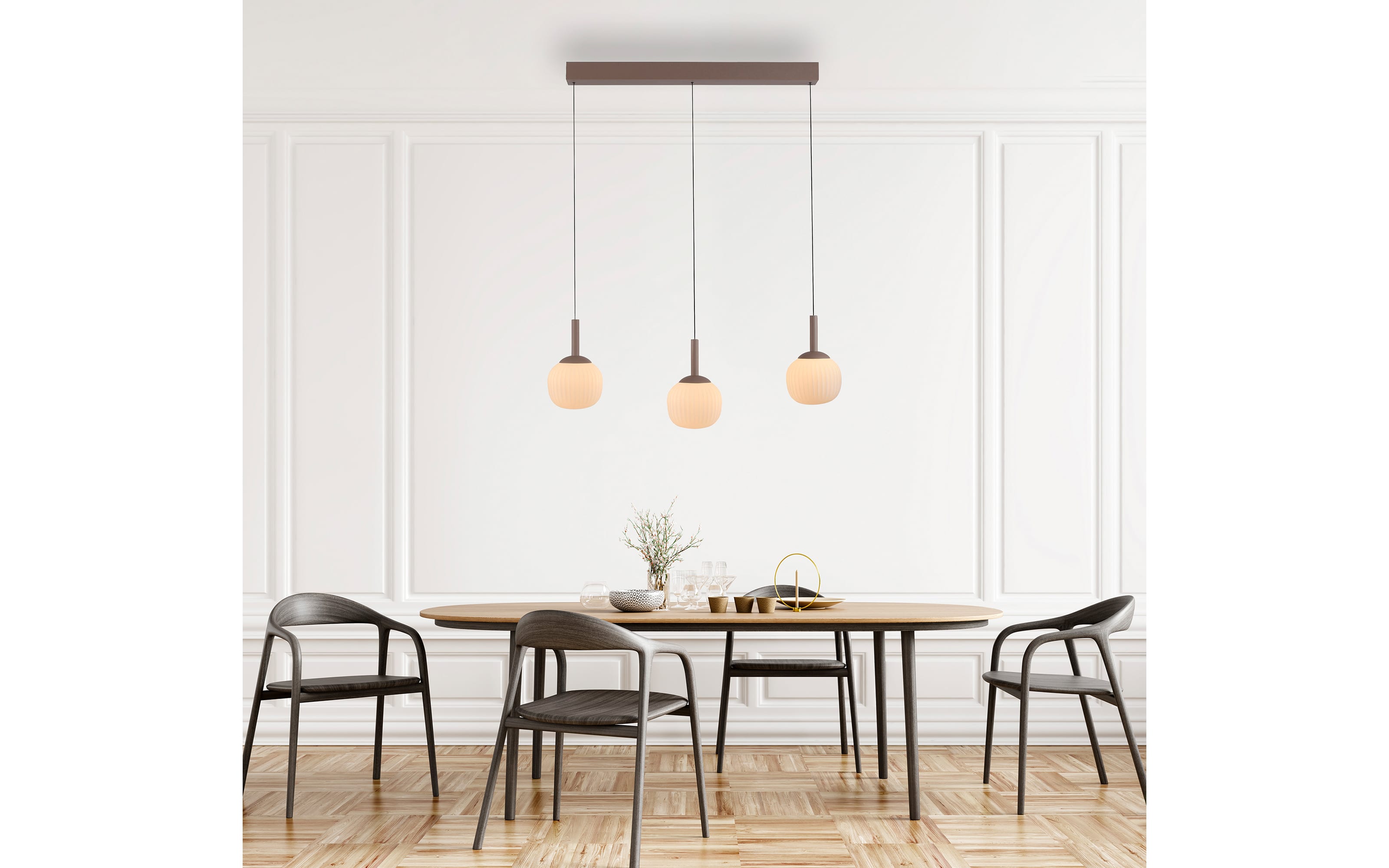 Pendelleuchte Nami, sandfarbig, 3-flammig, inkl. Comfort-Lift Funktion