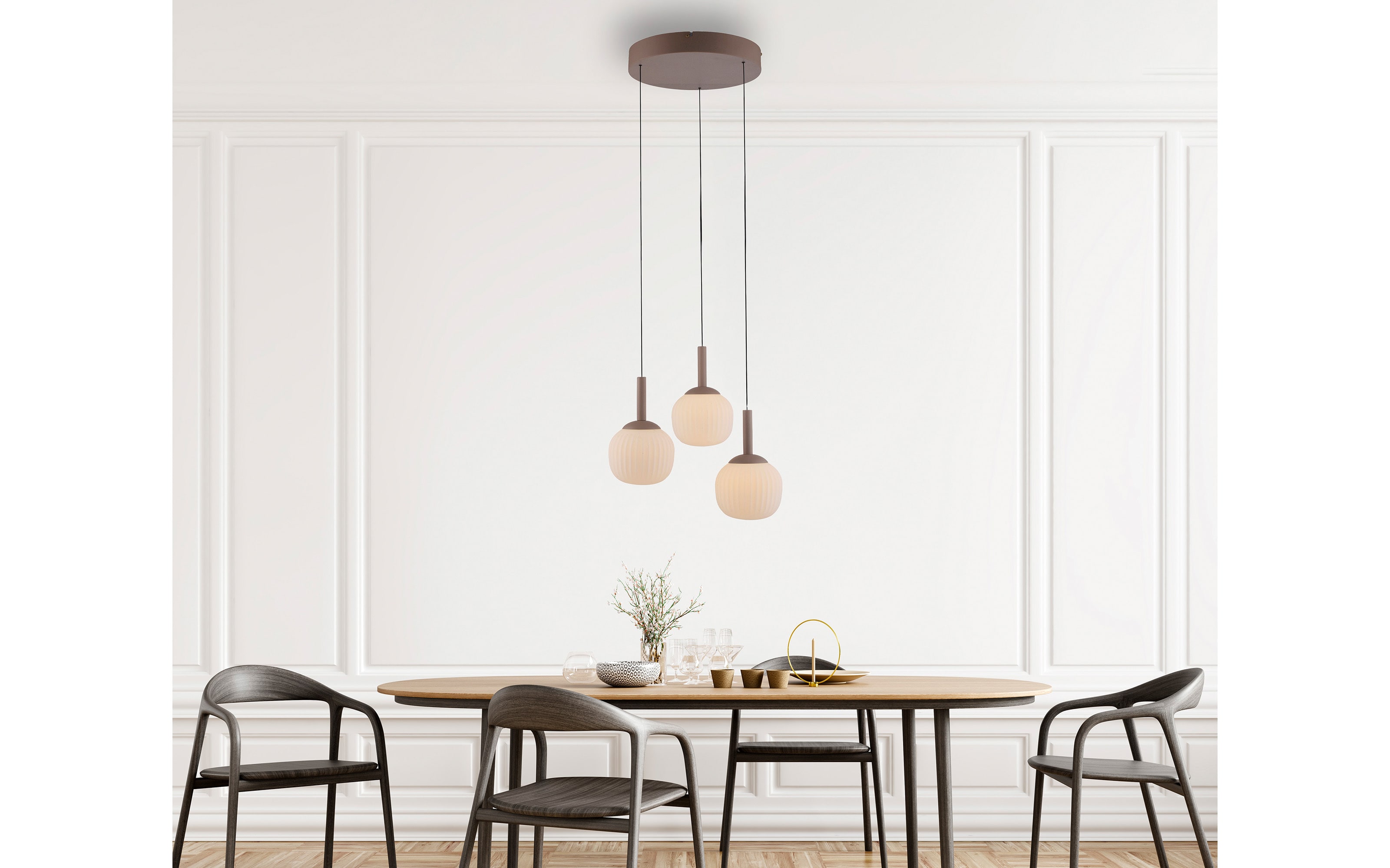 Pendelleuchte Nami, sandfarbig, 3-flammig, inkl. Comfort-Lift Funktion