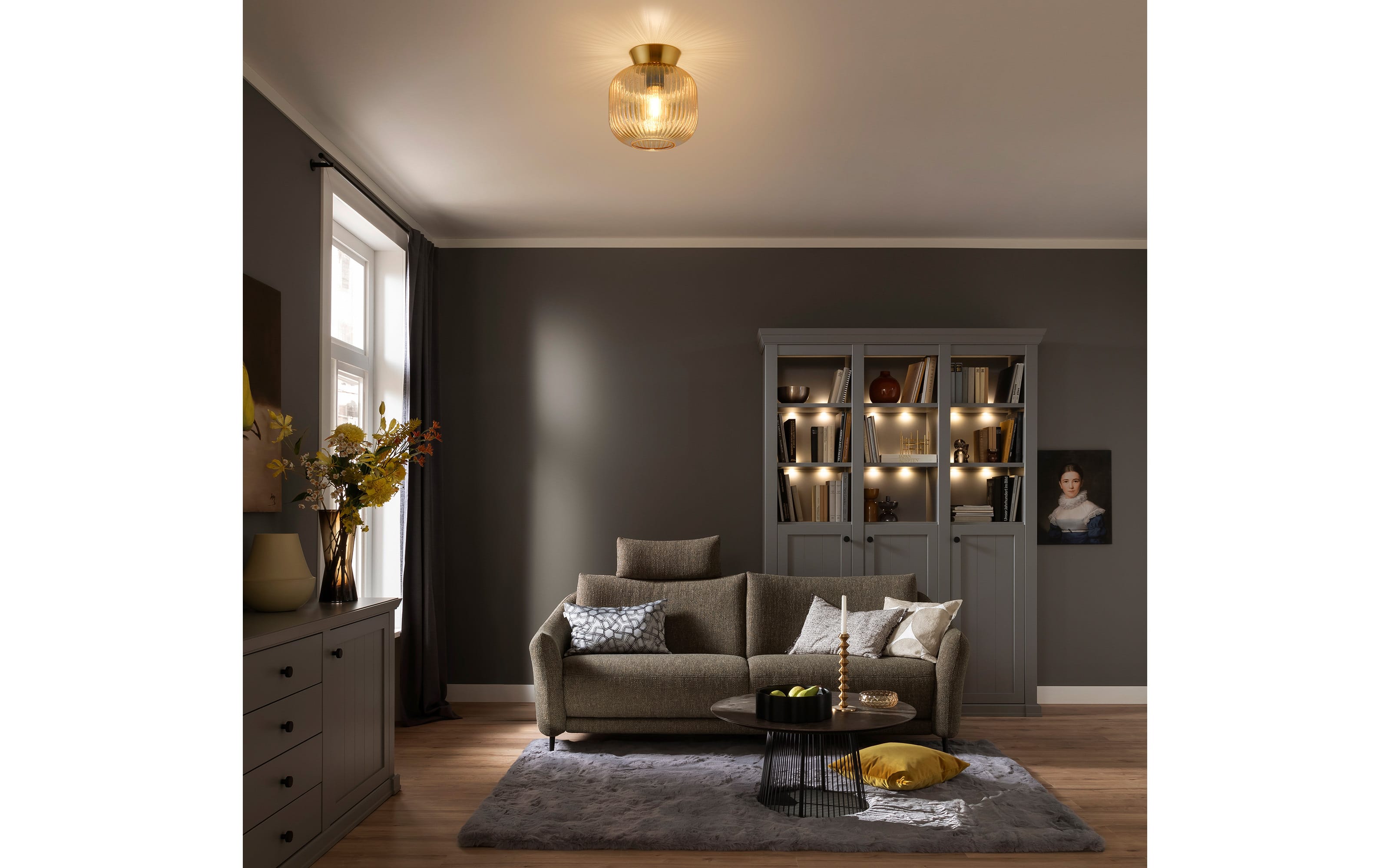 Deckenleuchte Nami, amberfarbig