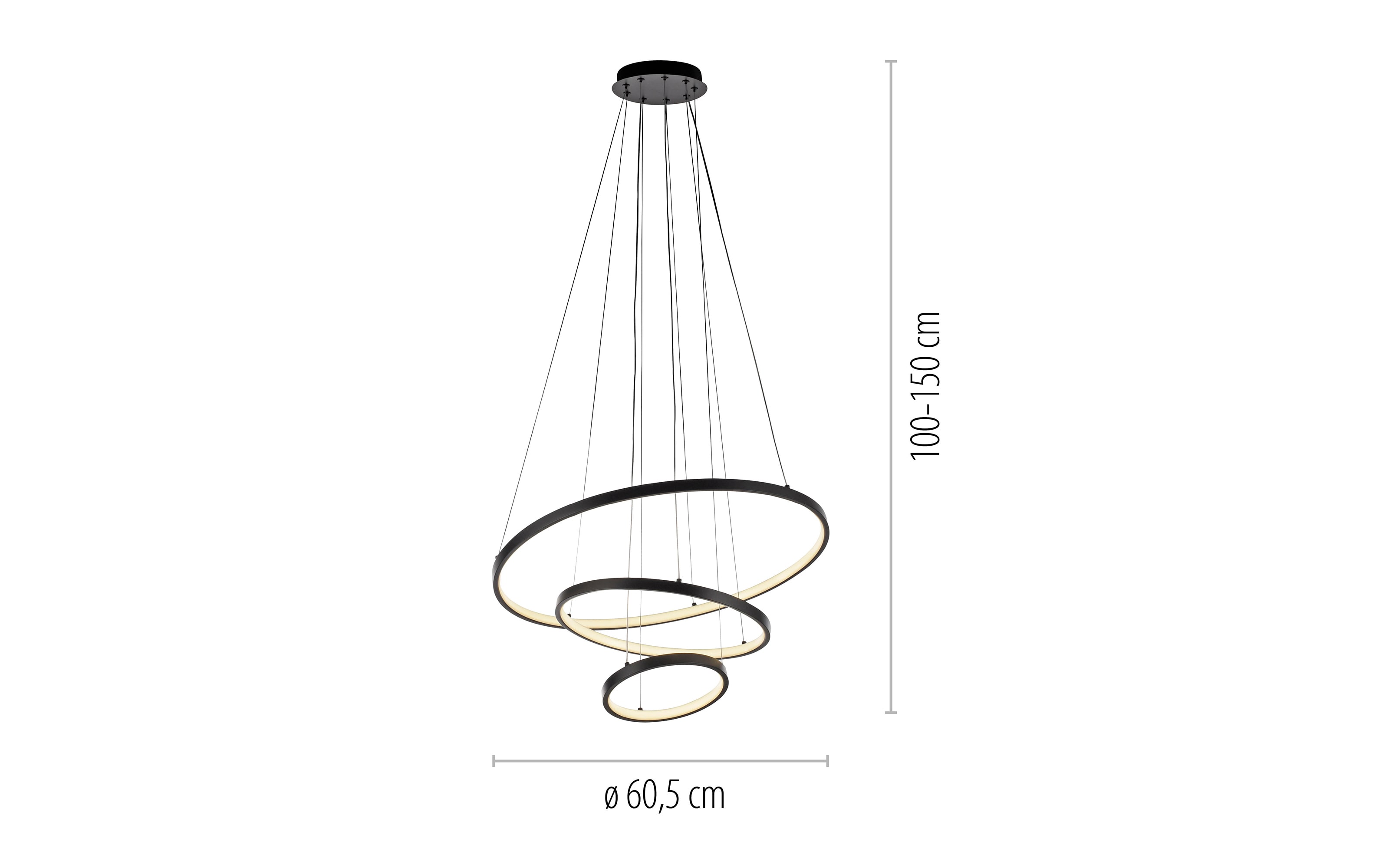 LED-Pendelleuchte Cerchi, schwarz, inkl. Höhenverstellung