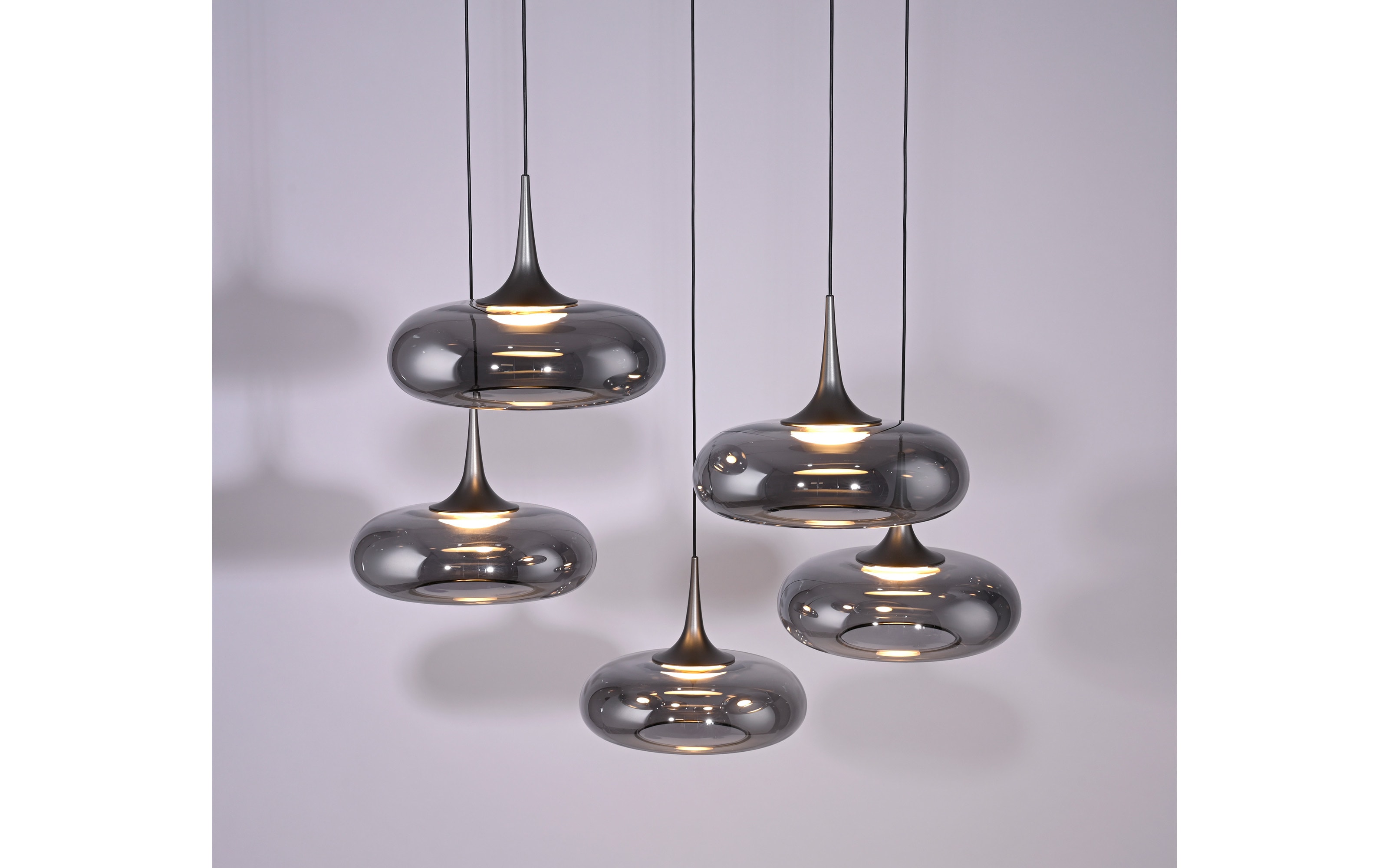 LED-Pendelleuchte Posh, grau, 5-flammig